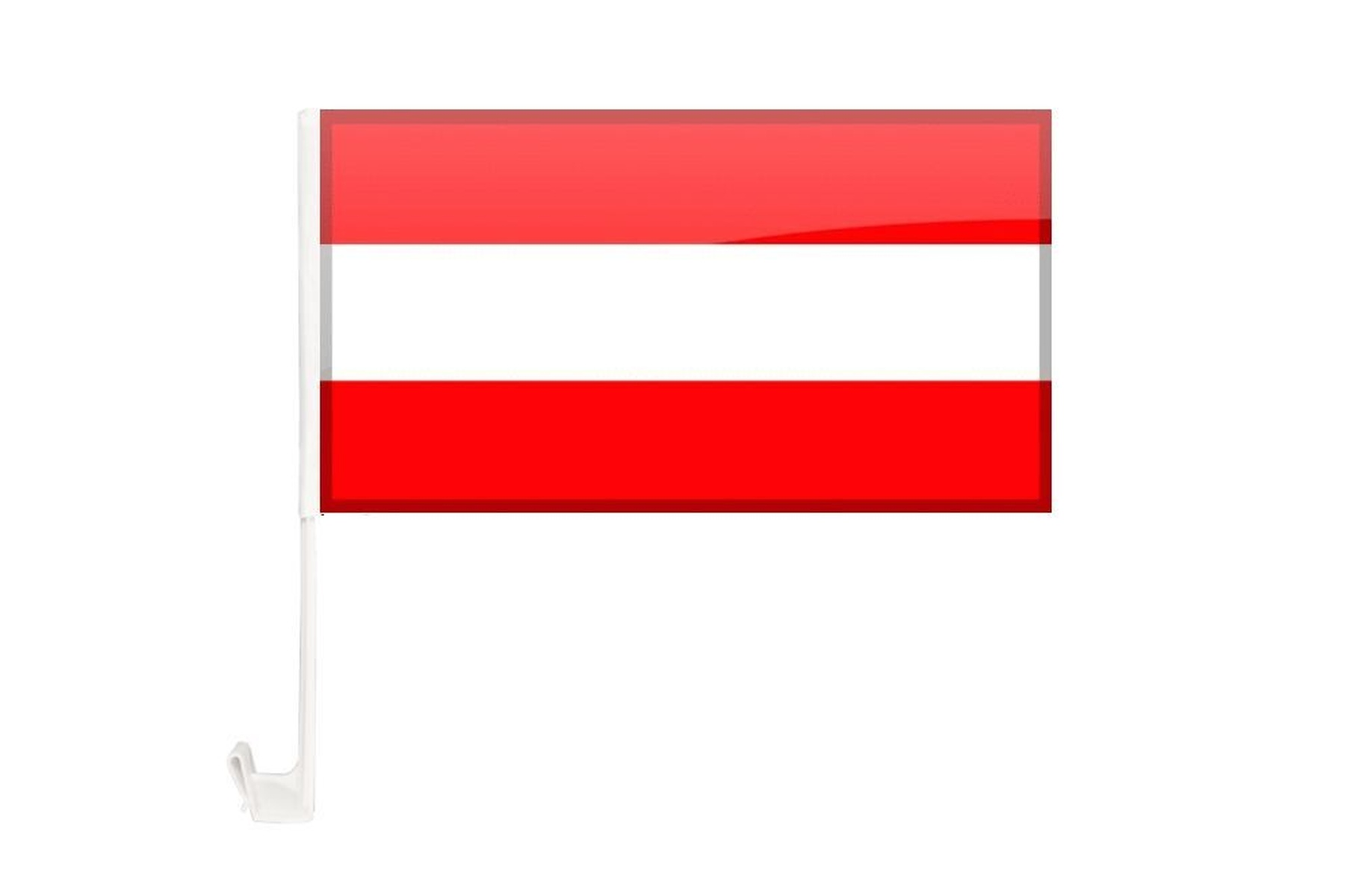 Österreichische Flagge, ein Rechteck mit drei horizontalen Streifen: rot, weiß und rot, von oben nach unten angeordnet.