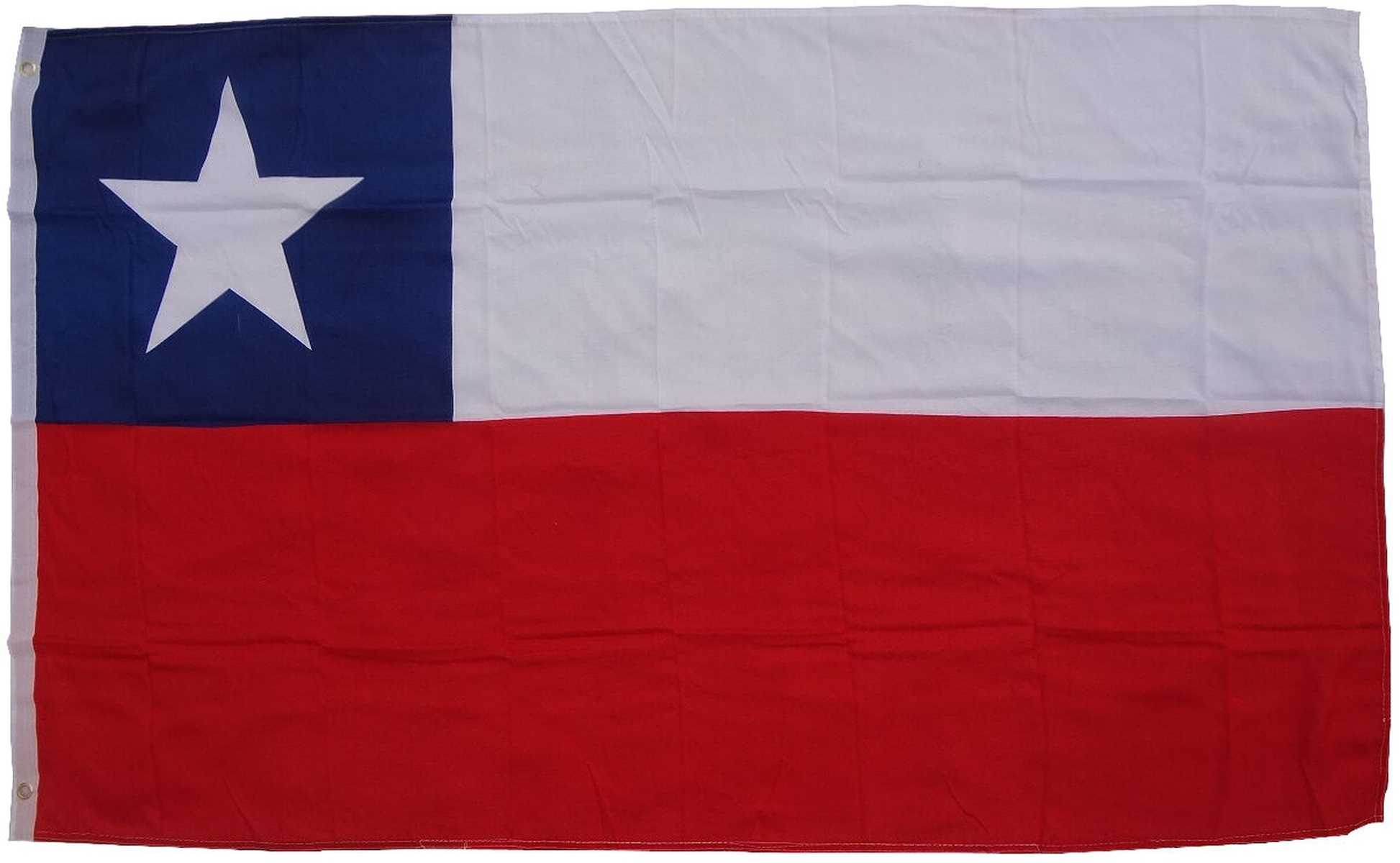 Chilenische Flagge. Sie hat ein blaues Quadrat mit einem weißen Stern und weiße und rote Streifen.