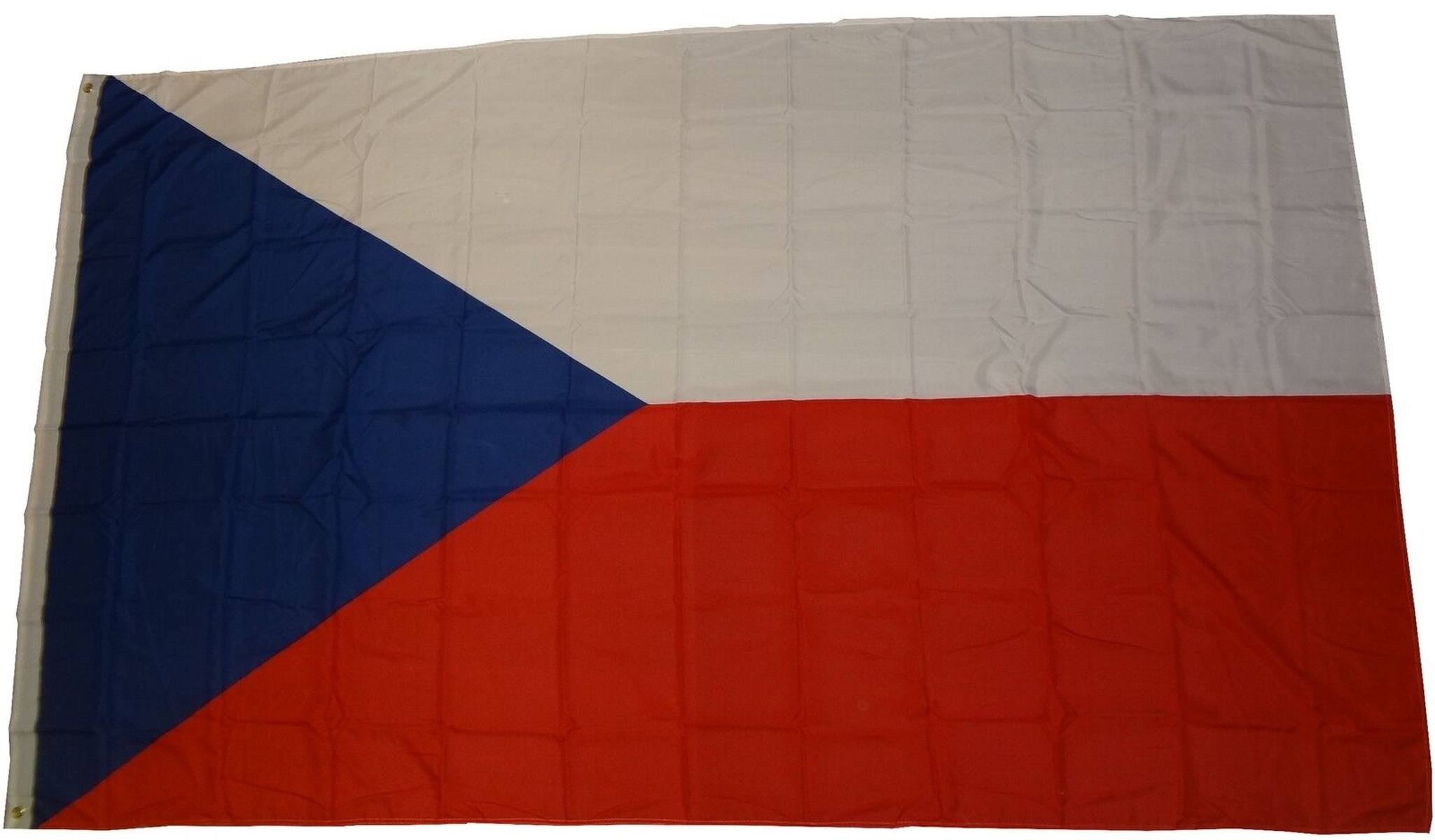 Tschechische Flagge: weiße und rote horizontale Streifen, mit blauem Dreieck.
