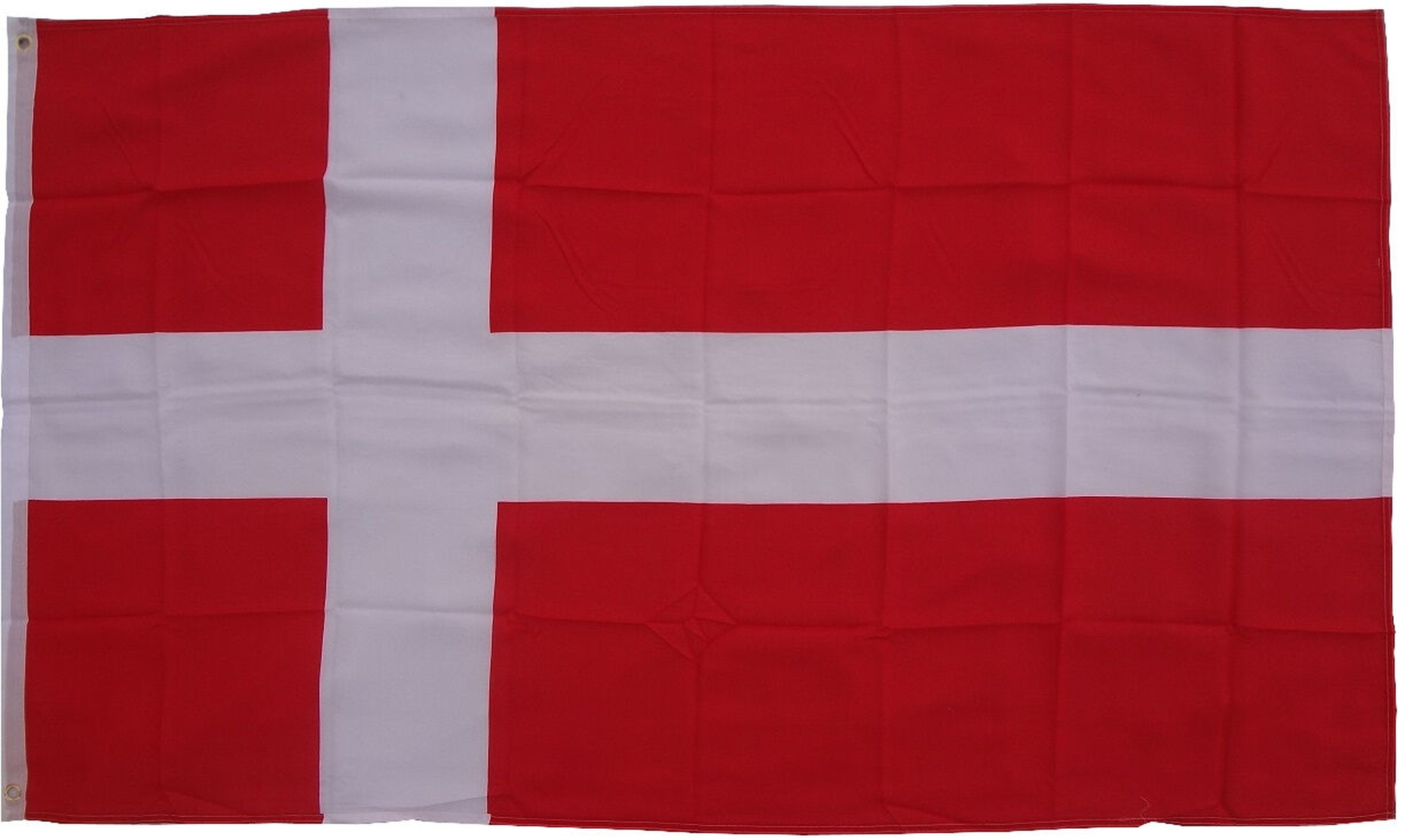 Dänische Flagge: weißes Kreuz auf rotem Hintergrund.
