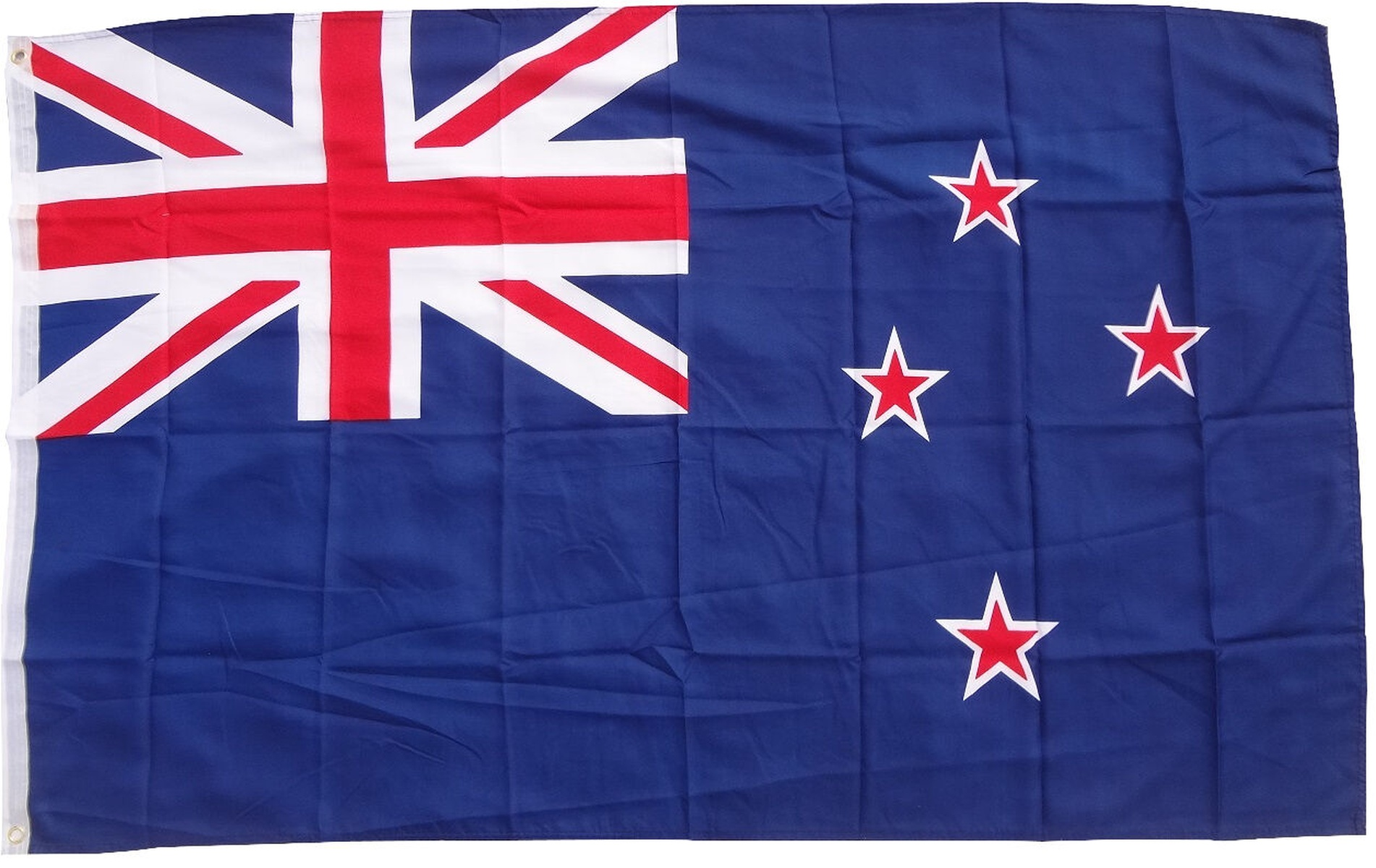 Neuseeländische Flagge: blaues Feld mit Union Jack, vier roten Sternen mit weißen Rändern.