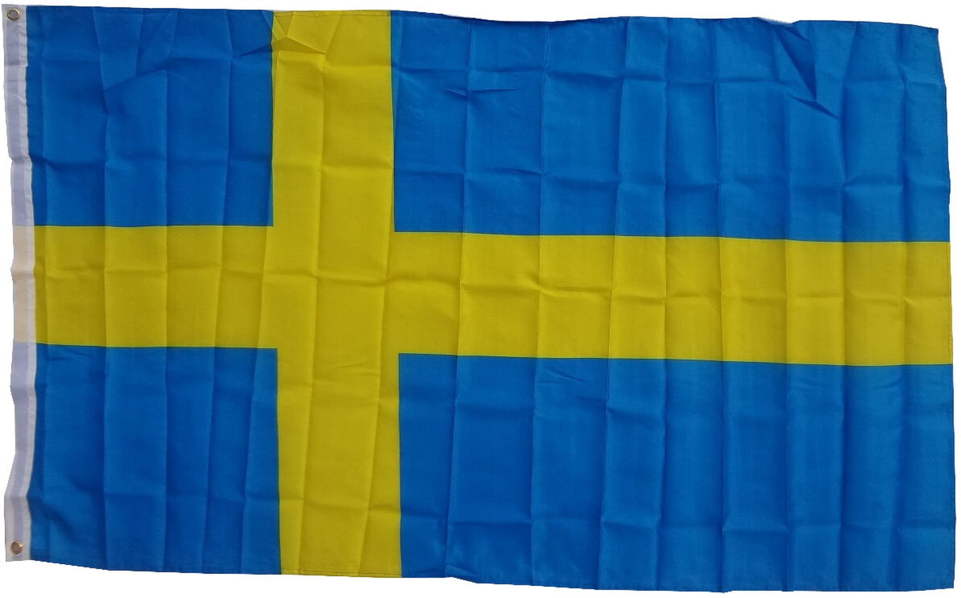 Schwedische Flagge: blau mit gelbem Kreuz.
