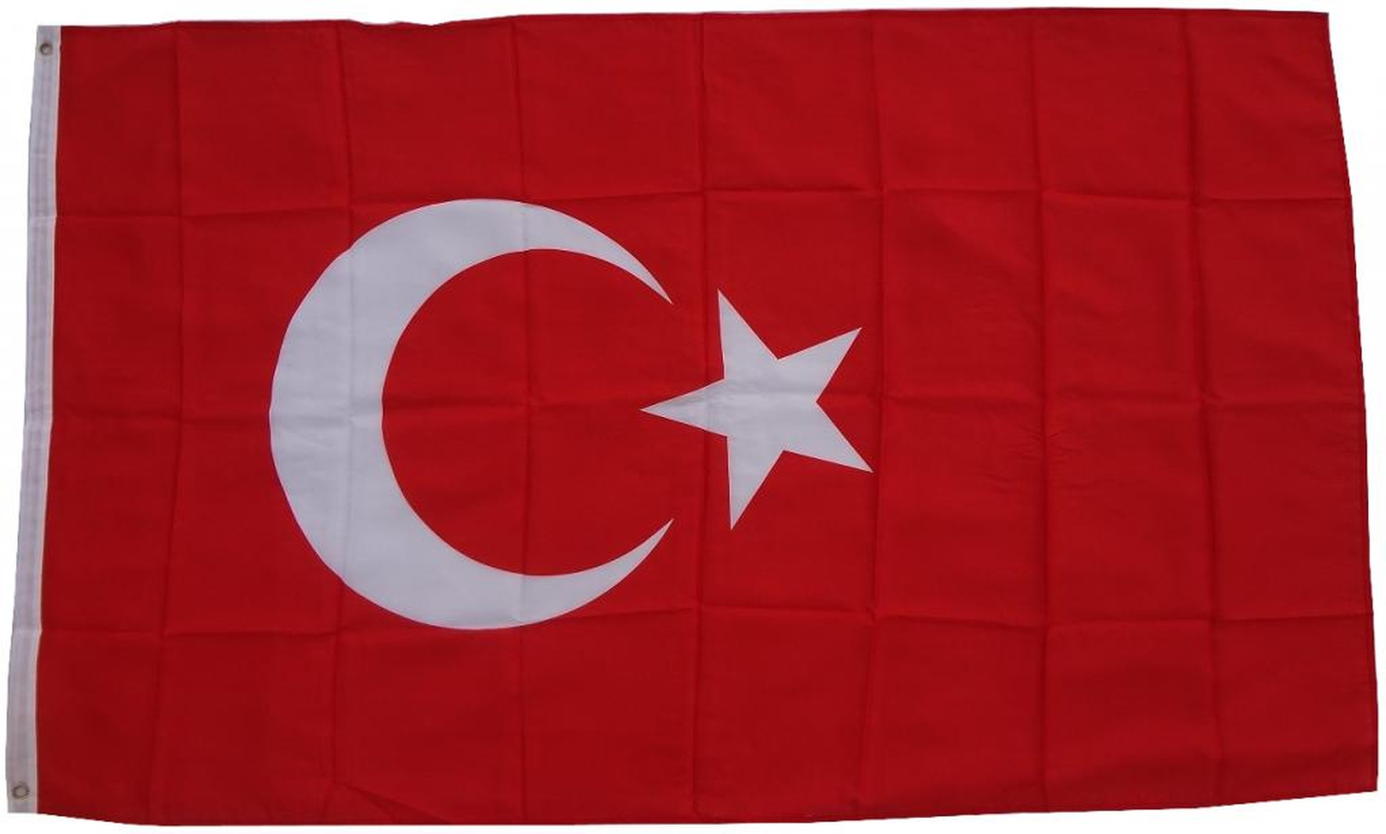 Türkische Flagge. Roter Hintergrund mit einem weißen Halbmond und einem weißen Stern.