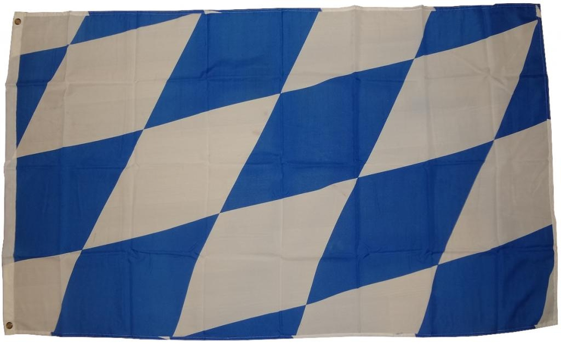 Bayerische Flagge: weißes und blaues Rautenmuster.