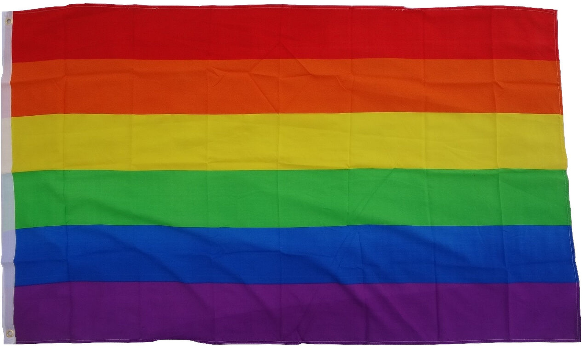 Regenbogenflagge: sechs horizontale Streifen in verschiedenen Farben.