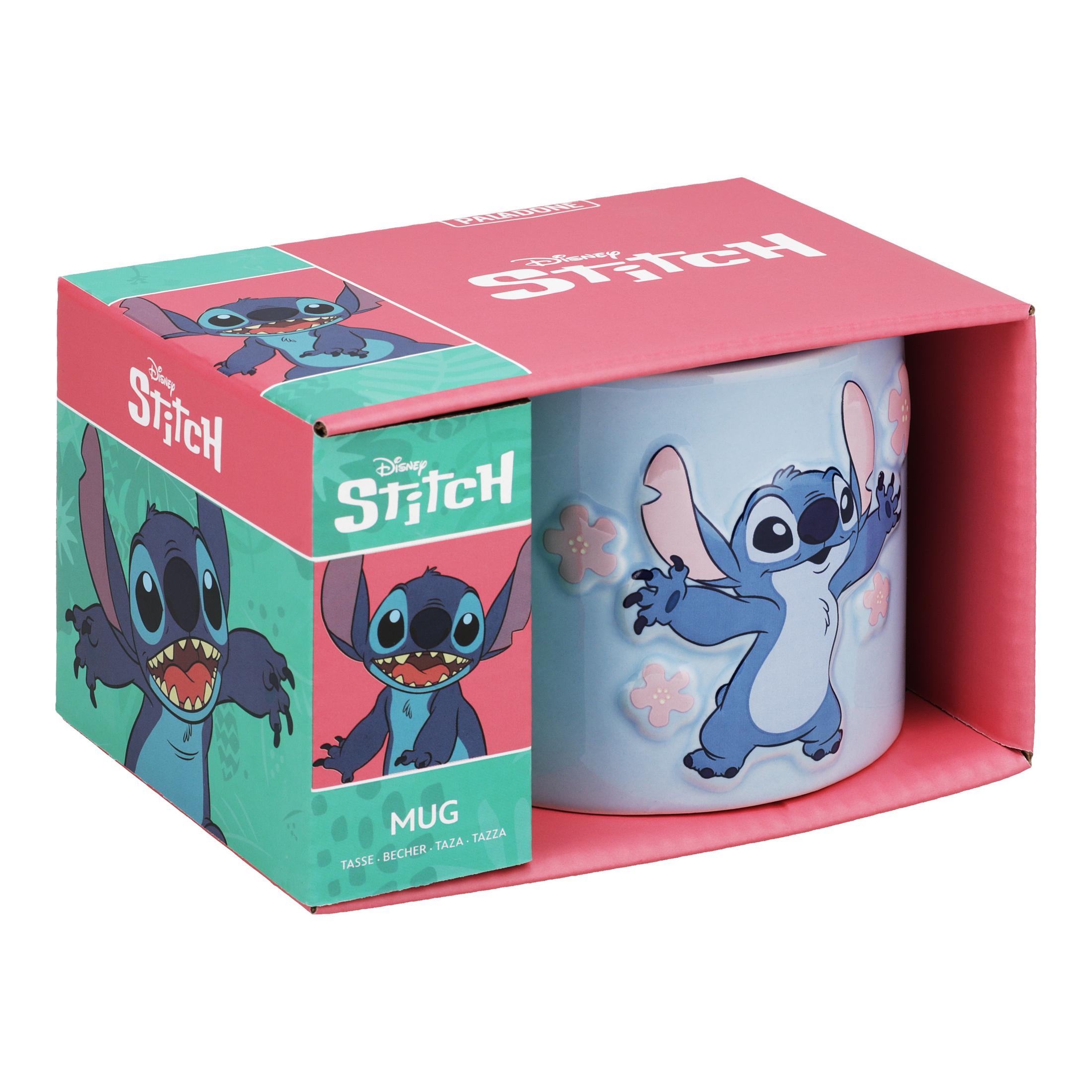 Disney Stitch-Tasse in einer Box. Stitch auf Tasse und Box. Blaue Tasse.