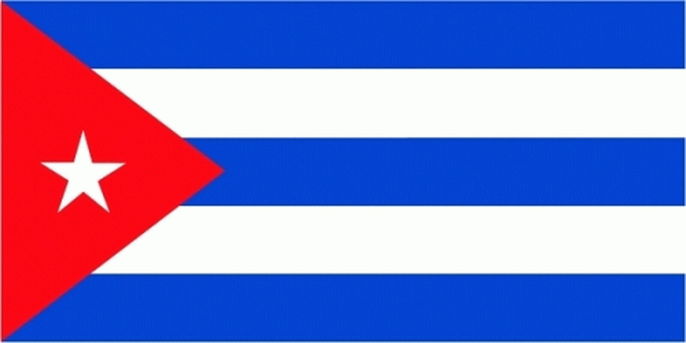 Kubanische Flagge: rotes Dreieck mit weißem Stern, drei blaue und zwei weiße Streifen.