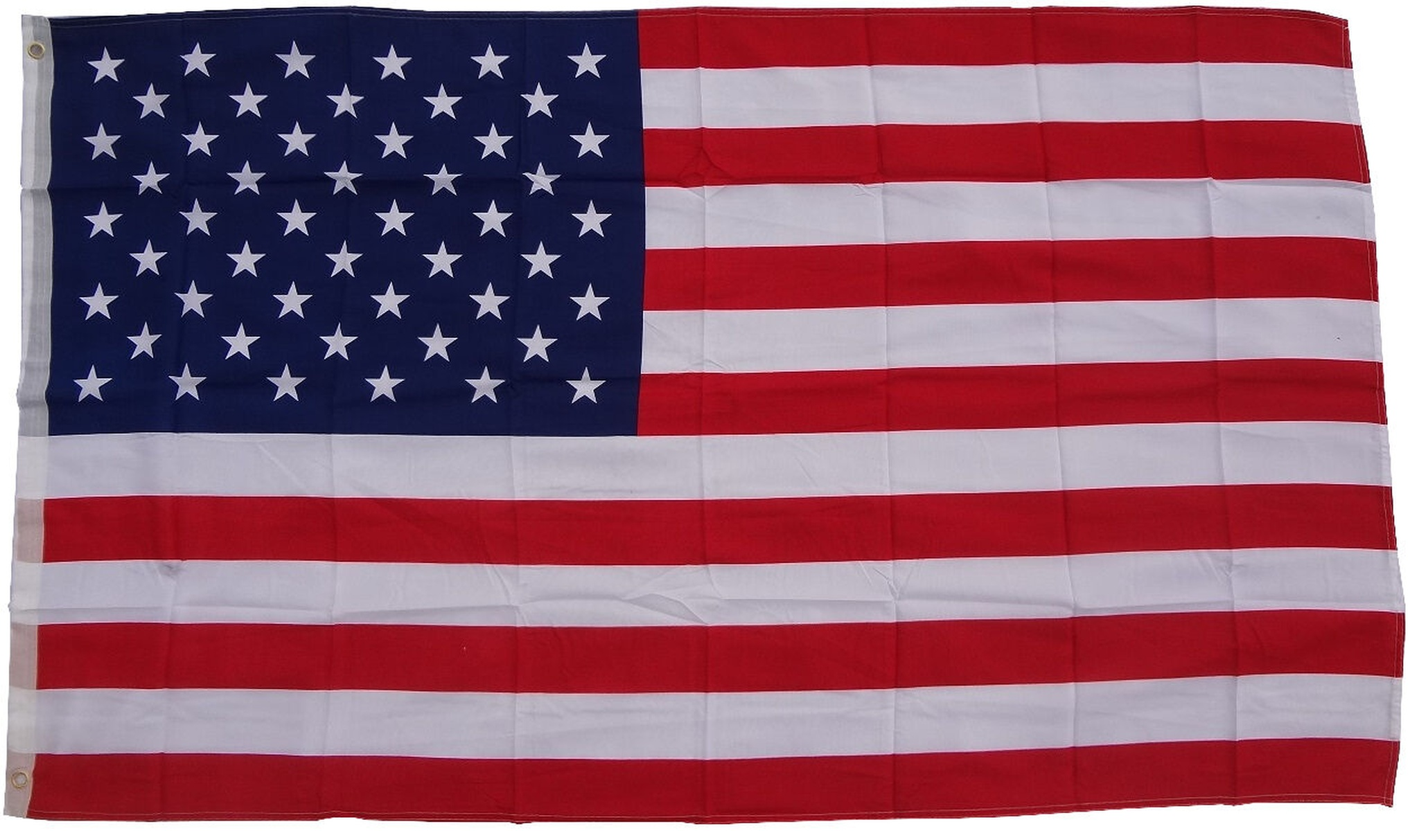 Amerikanische Flagge mit roten und weißen Streifen und blauer Ecke mit weißen Sternen.