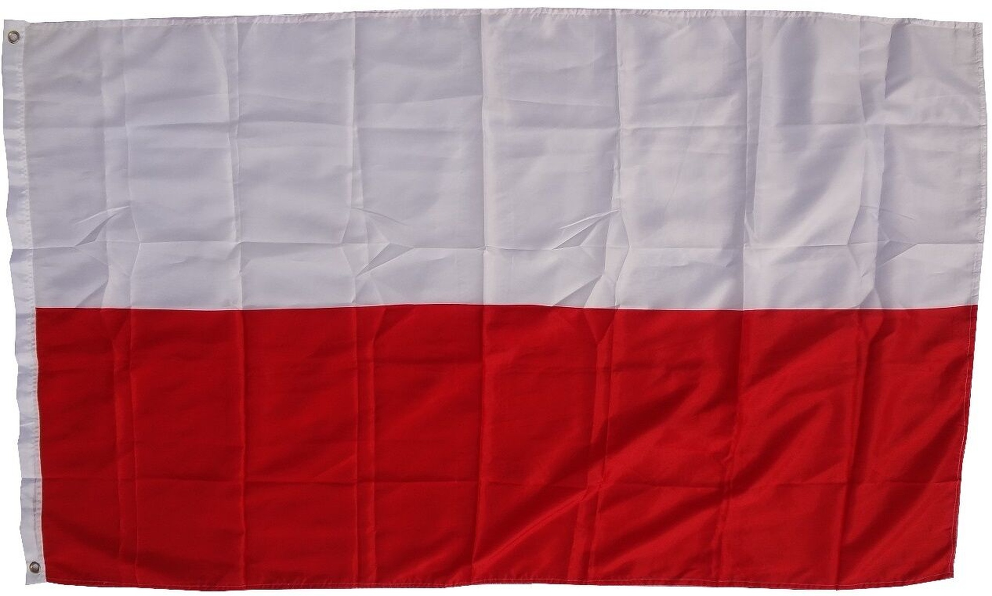 Die polnische Flagge: eine weiße obere Hälfte und eine rote untere Hälfte, schlichtes und klares Design.
