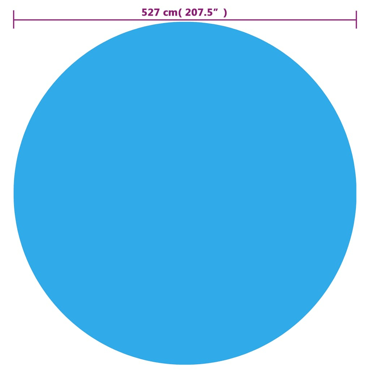 Ein großer blauer Kreis auf weißem Hintergrund, mit einem Messetikett darüber.