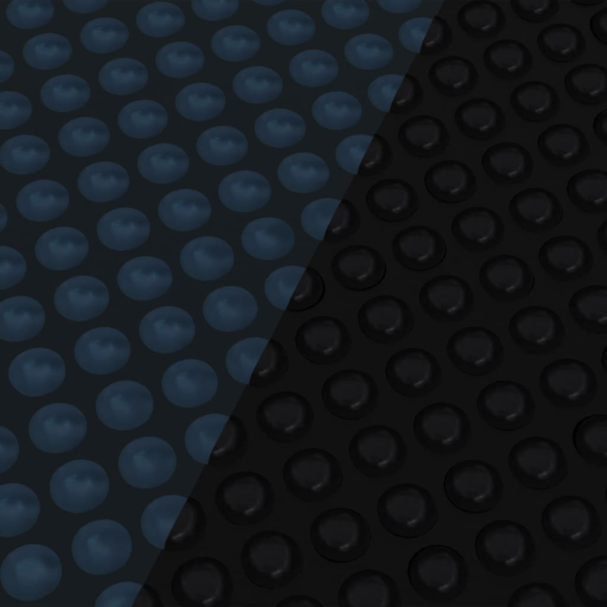Ein Muster aus blauen und schwarzen Blasen, mit einer diagonalen Trennung der Farben.