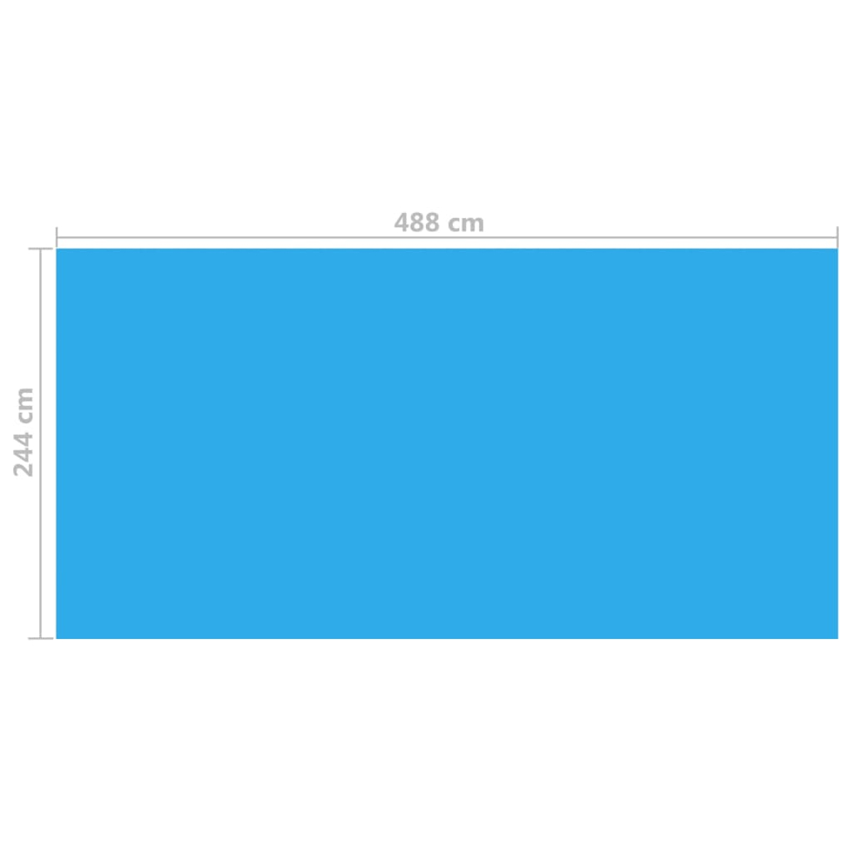 Blaues Rechteck mit den Maßen 488 cm x 244 cm.