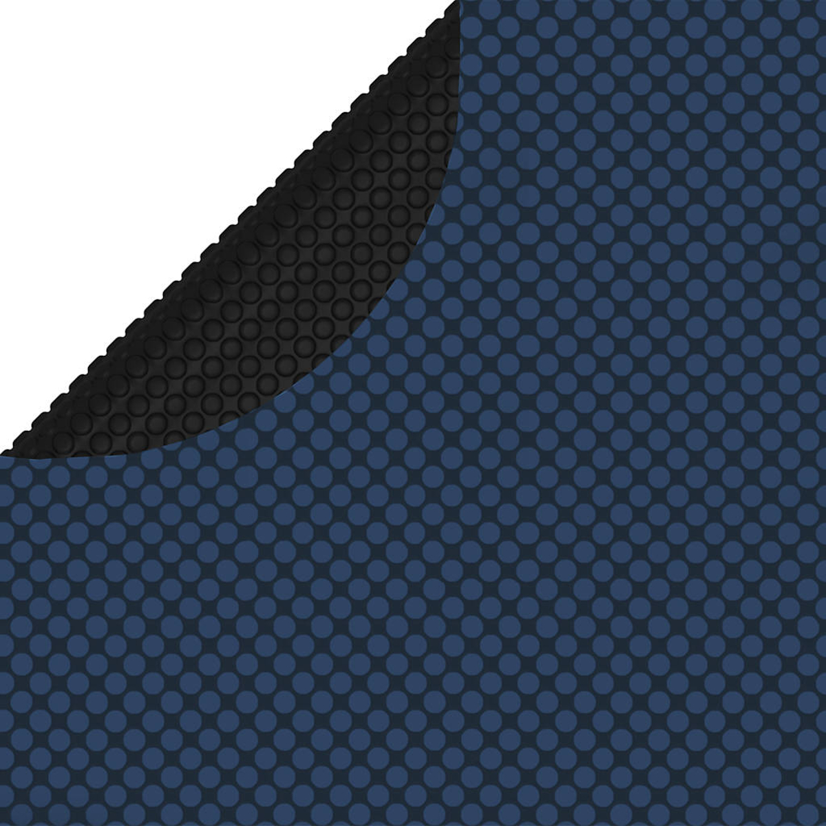 Eine Ecke einer Oberfläche, dunkelblau mit kleinen, dunkelblauen Punkten, mit schwarzem Rand.