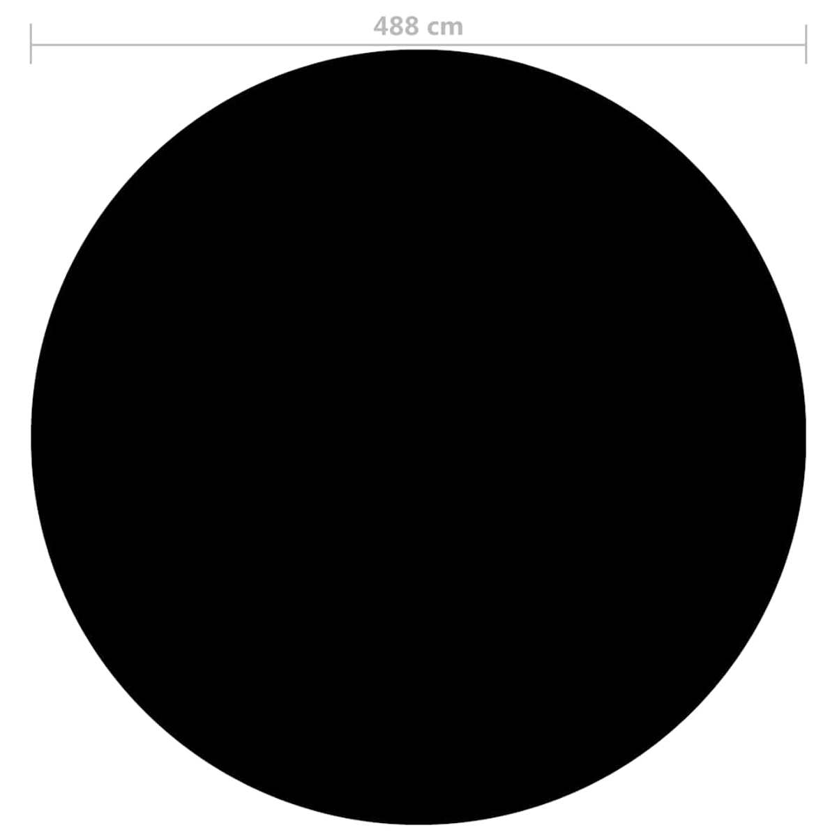 Ein großer schwarzer Kreis mit den Abmessungen 488 cm.