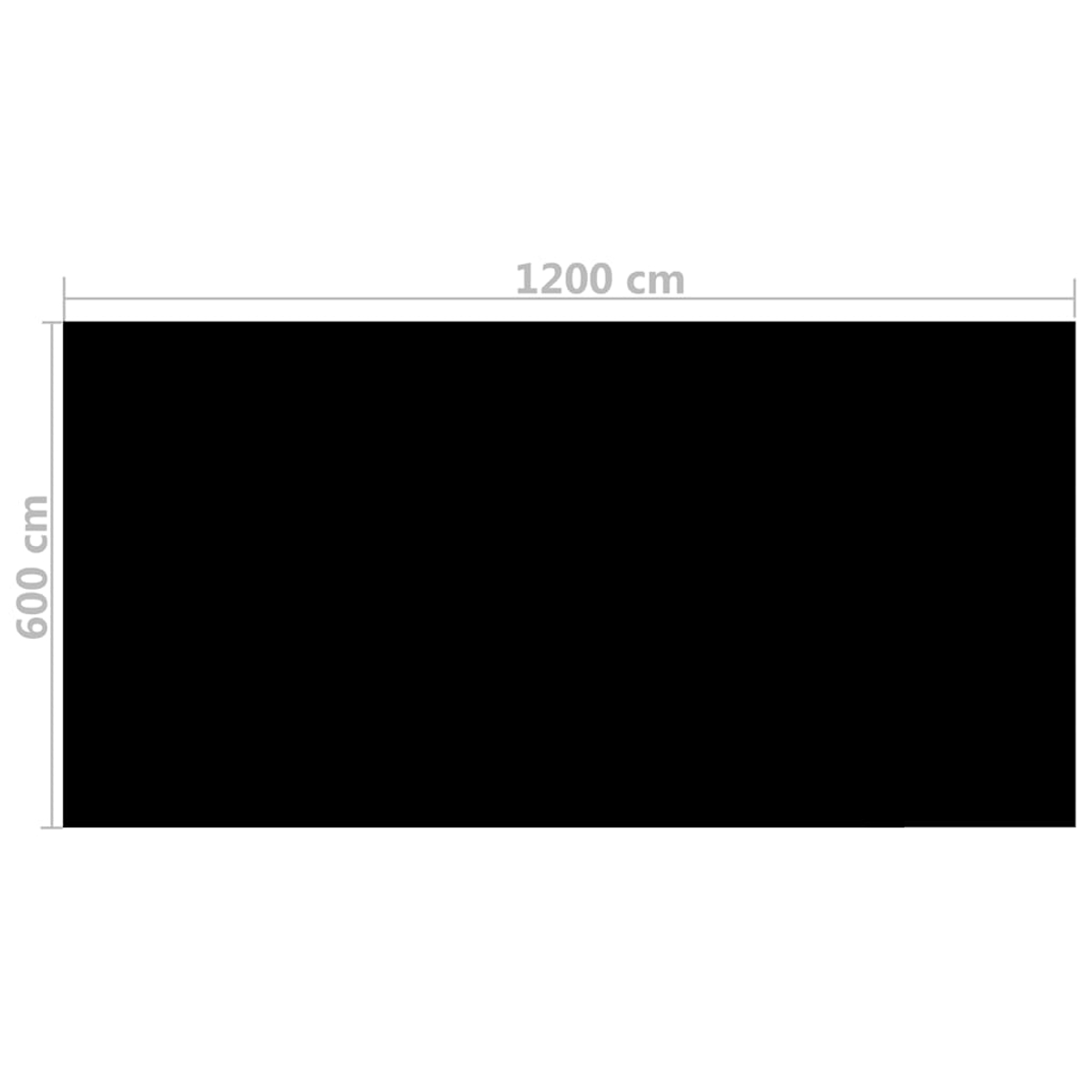 Ein schwarzes Rechteck mit Maßangaben 1200 cm x 600 cm.