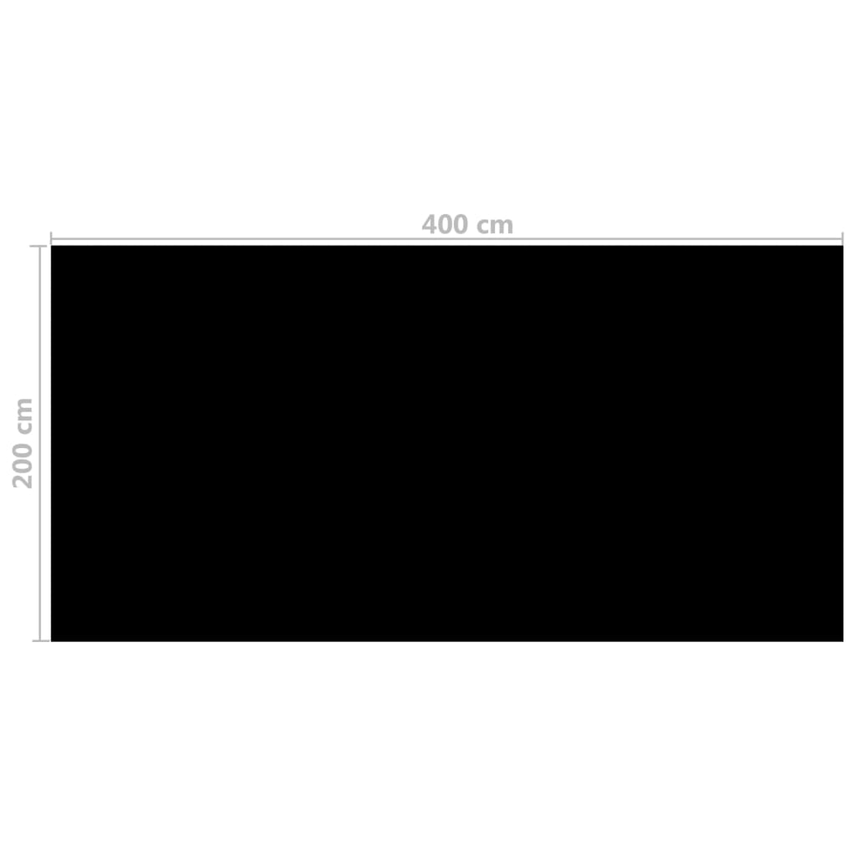 Ein schwarzes Rechteck, Maße 400 cm x 200 cm.