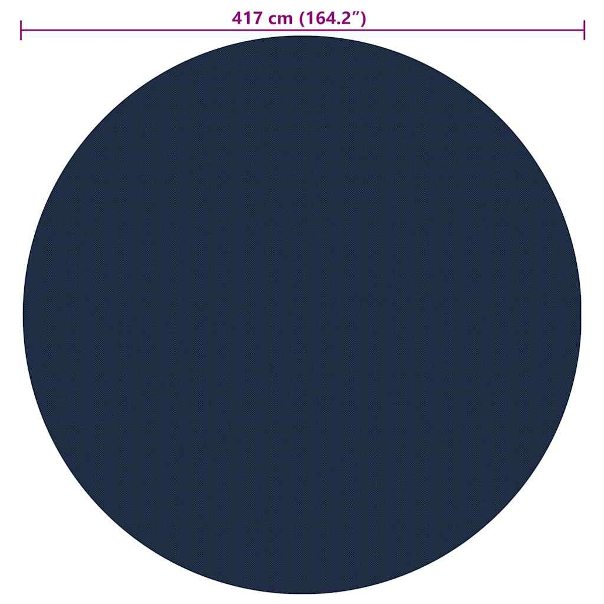 Ein großer, marineblauer Kreis, mit dem Maß 417 cm (164,2") oben angezeigt.