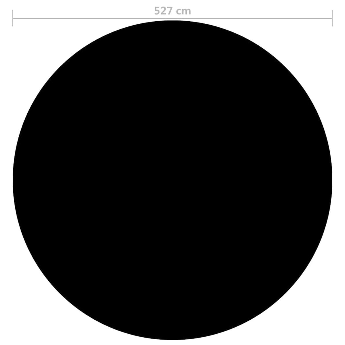 Schwarzer runder Teppich, 527 cm Durchmesser. Weißer Hintergrund. Der Teppich ist tiefschwarz.