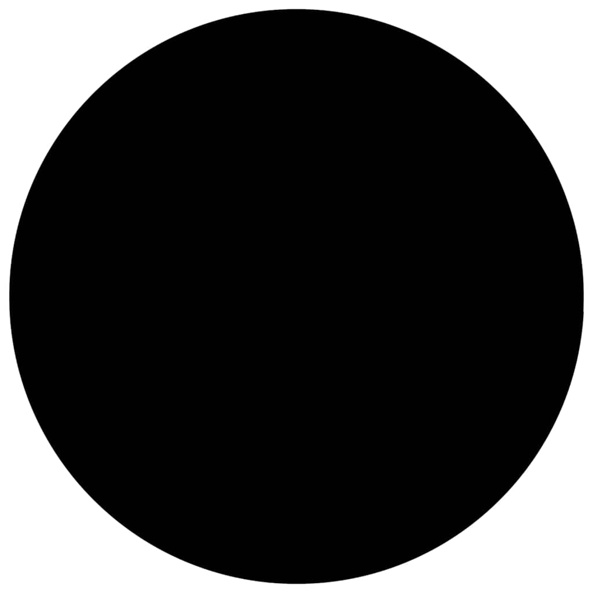 Eine schwarze Kreisform auf weißem Hintergrund.
