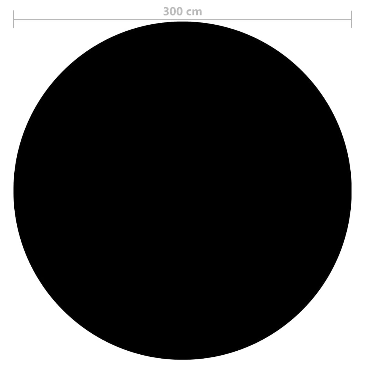 Ein großer schwarzer Kreis vor weißem Hintergrund. Der Text '300 cm' steht oben.