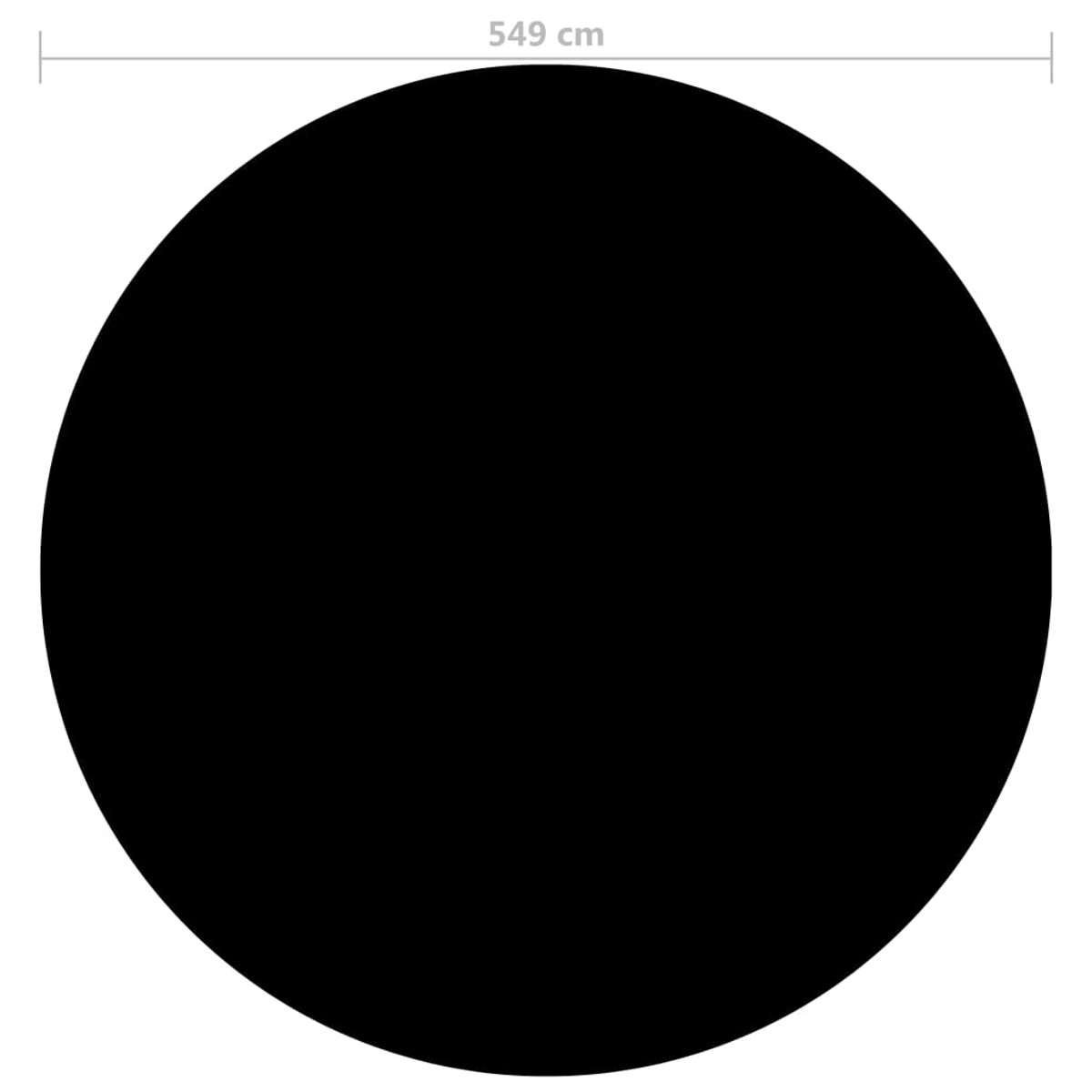 Ein großer schwarzer Kreis auf weißem Hintergrund. Eine Linie zeigt den Durchmesser von 549 cm (216,1") an.