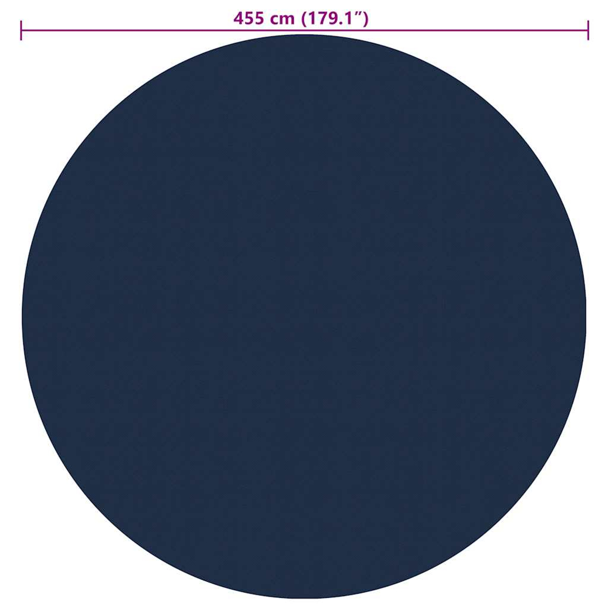 Ein dunkelblauer Kreis auf weißem Hintergrund. Eine lila Linie zeigt den Durchmesser von 455 cm (179,1") an.