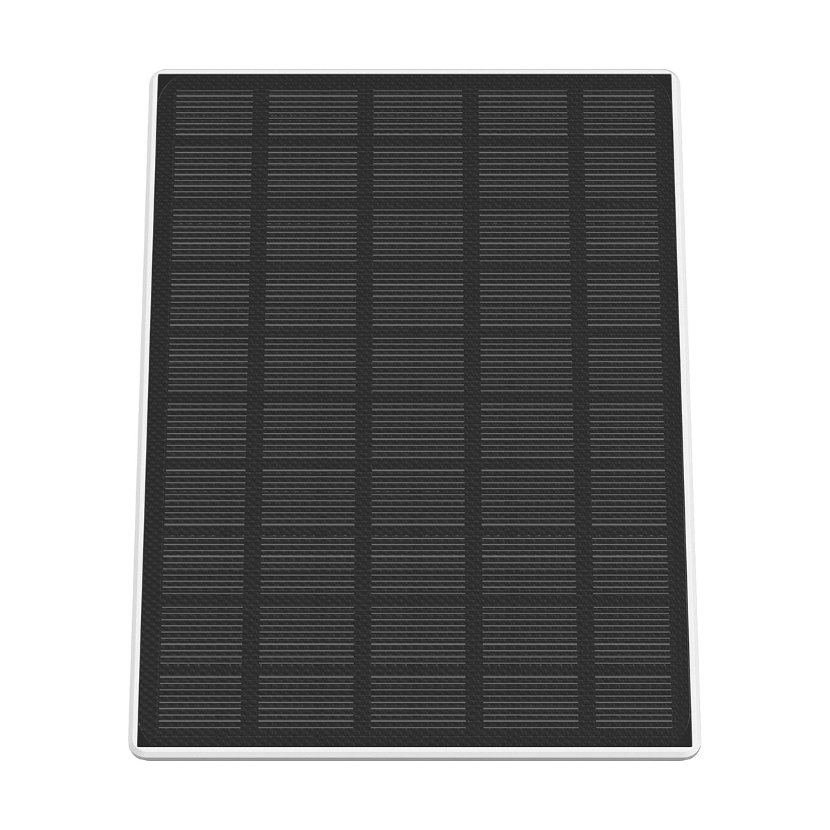Primo piano di un pannello solare nero con sottili linee parallele.
