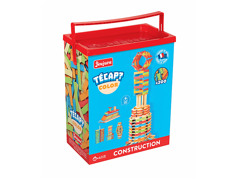 Jeujura - Tecap Color - Gioco Di Costruzioni In Legno 200 Pezzi - Tavole Colorate - Made In France - Per Bambini Dai 4 Anni