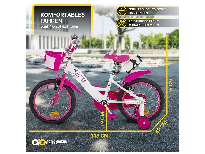 Vélo enfant Actionbikes Donaldo 20 pouces, freins V-Brake, hauteur réglable, béquille latérale, panier - Sport Vélo enfant Actionbikes Donaldo 20 pouces, freins V-Brake, hauteur réglable, béquille latérale, panier - Sport