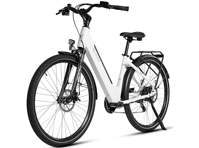 SAXXX Comfort Sport Easy Citybike (Laufradgröße: 28 Zoll, Unisex-Rad, 468 Wh, weiß)