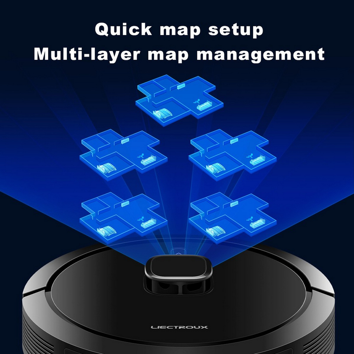 Robot odkurzający i schemat szybkiej konfiguracji mapy i zarządzania mapami wielowarstwowymi.