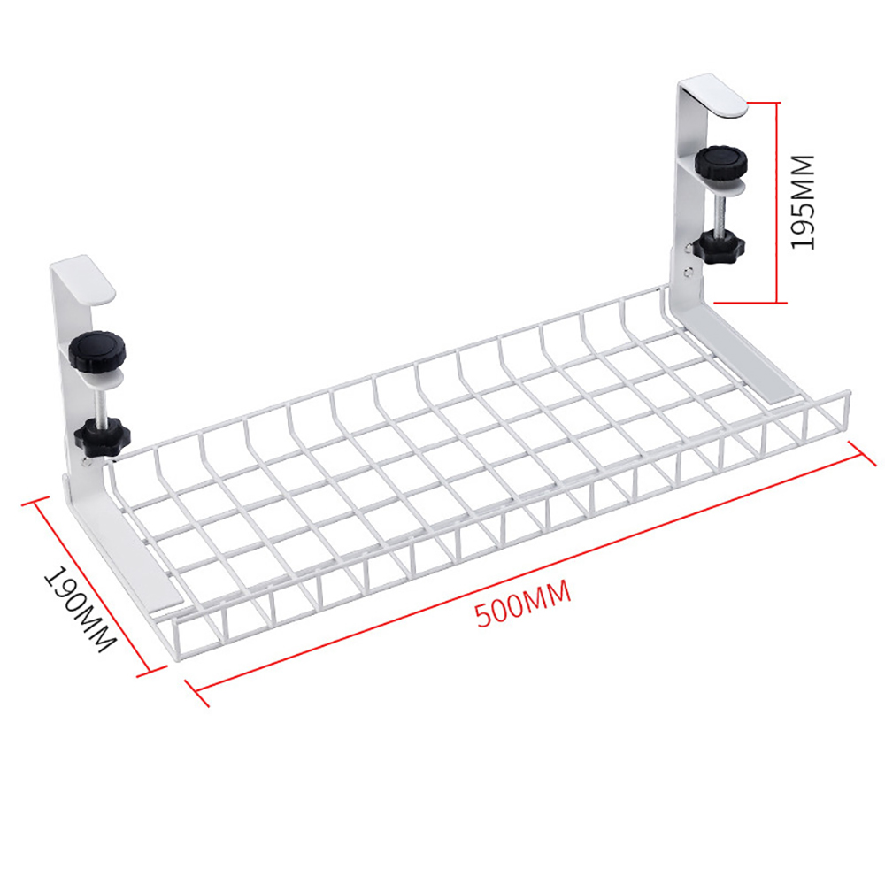 Weißer Metall-Kabelorganizer mit den Maßen: 190 mm, 500 mm und 195 mm.