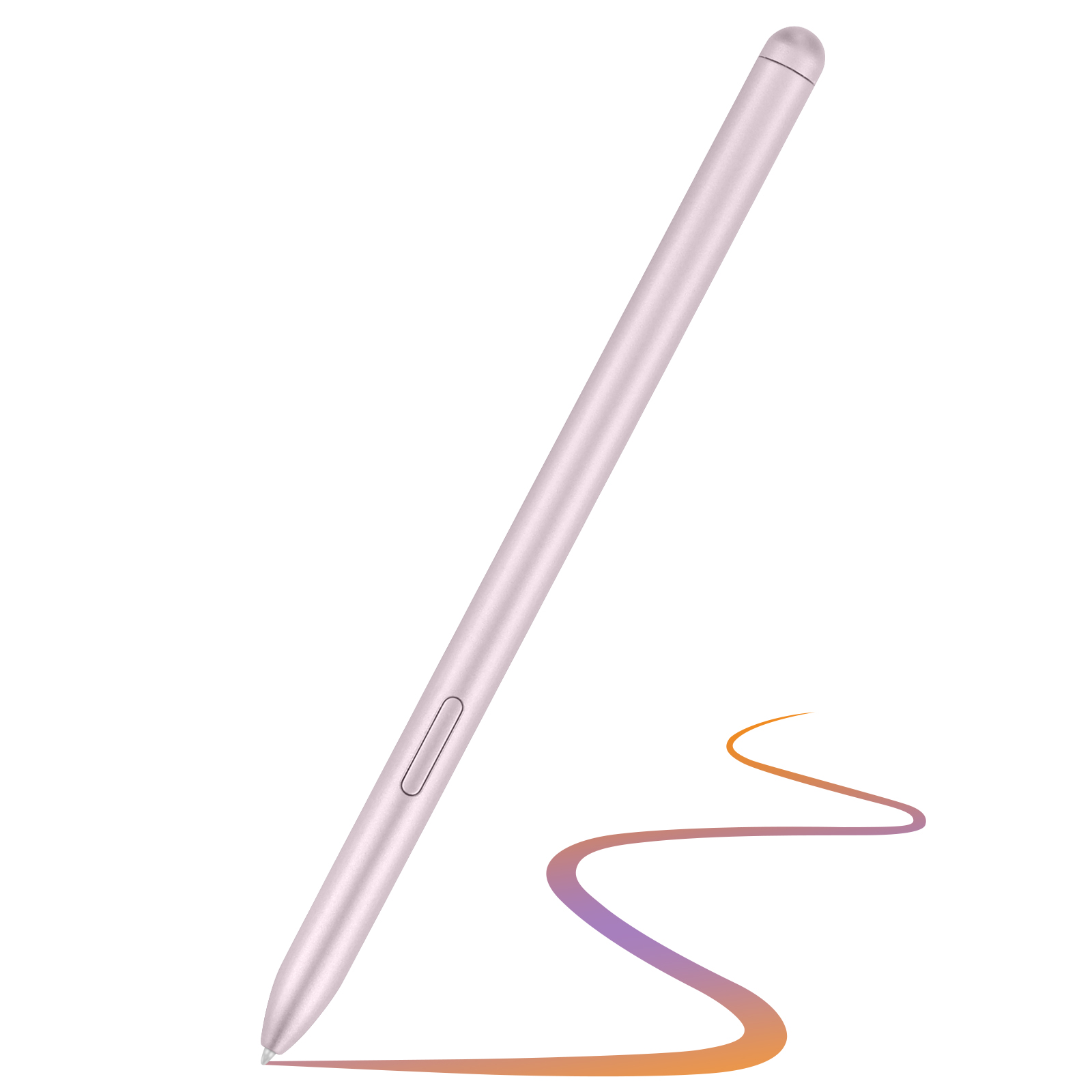 Penna stilo rosa con tablet sullo sfondo. I tablet mostrano vari design.