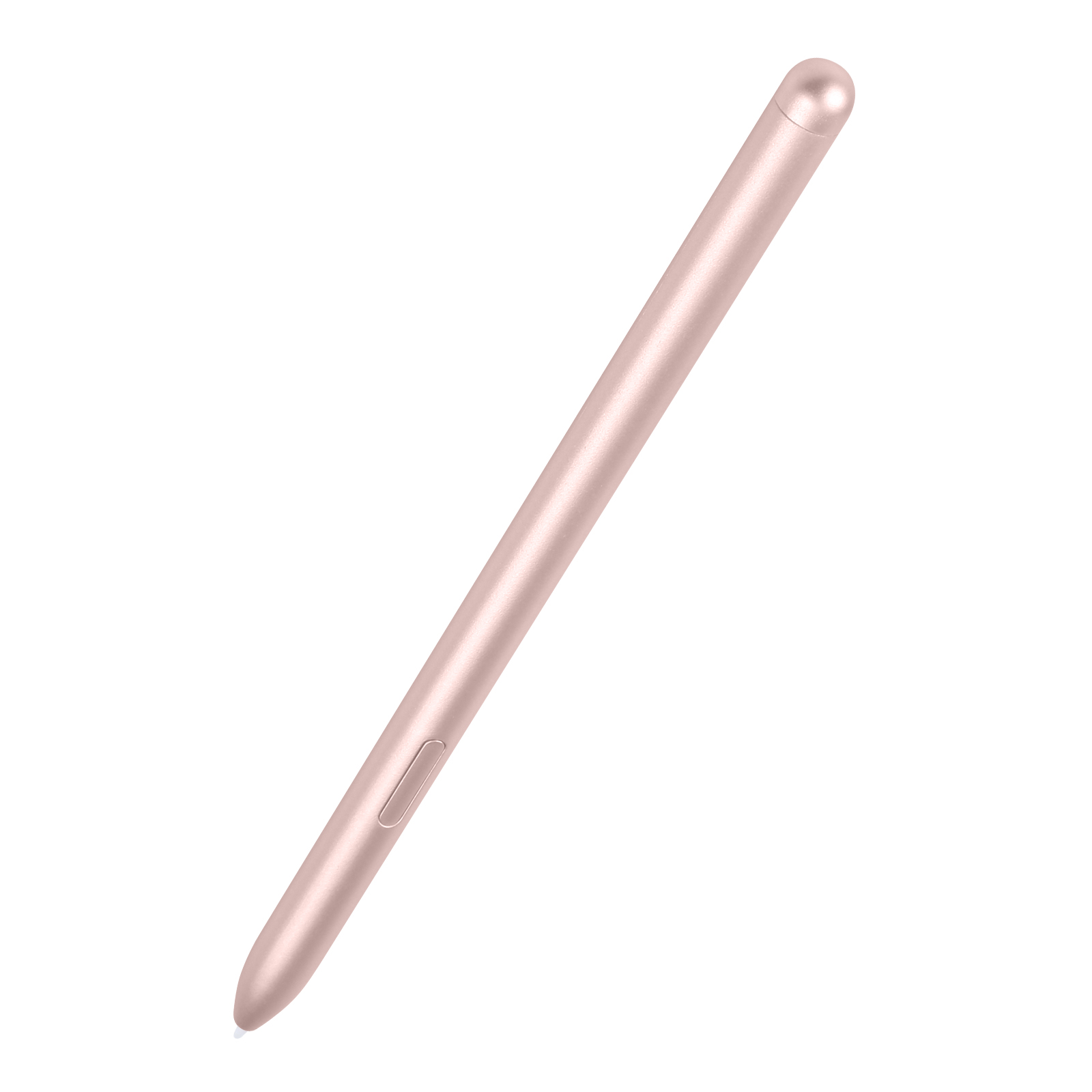 Penna stilo color oro rosa, angolata su sfondo bianco. È un design elegante e metallico.