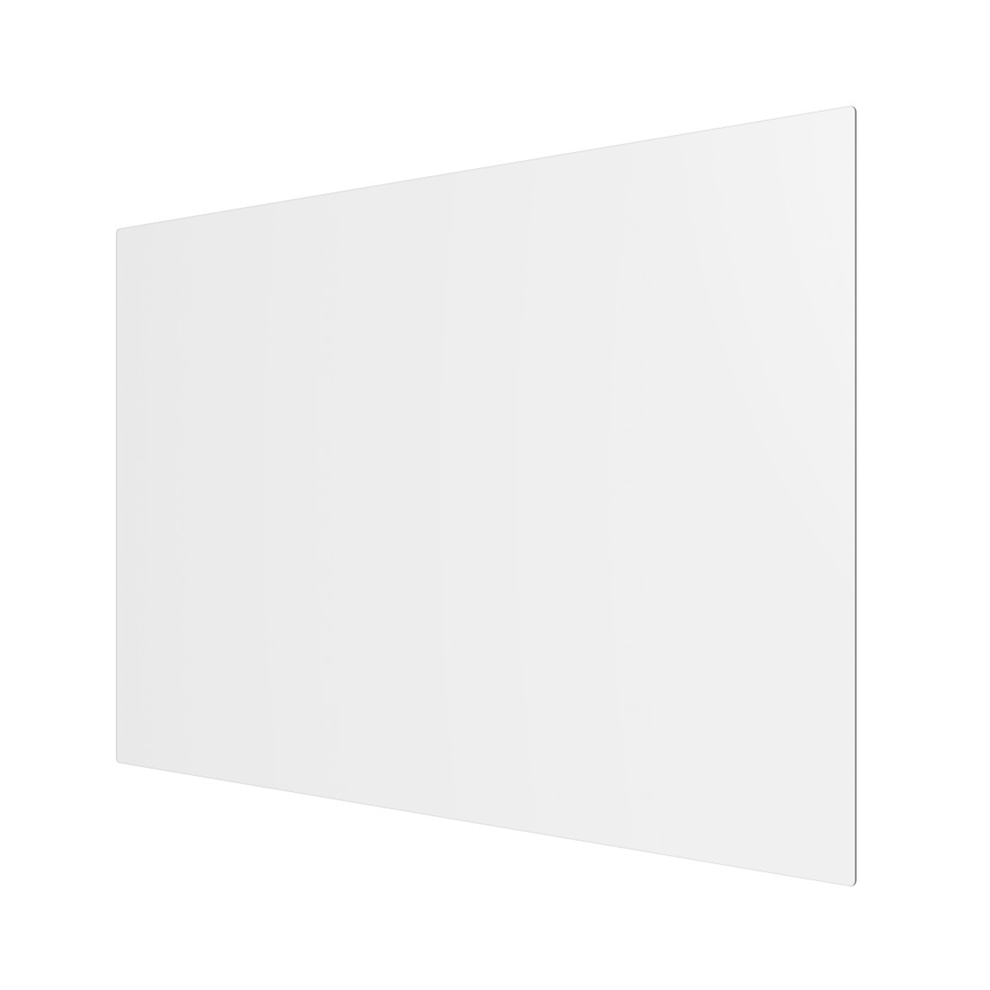 Un pannello rettangolare bianco su sfondo bianco, leggermente inclinato verso destra.