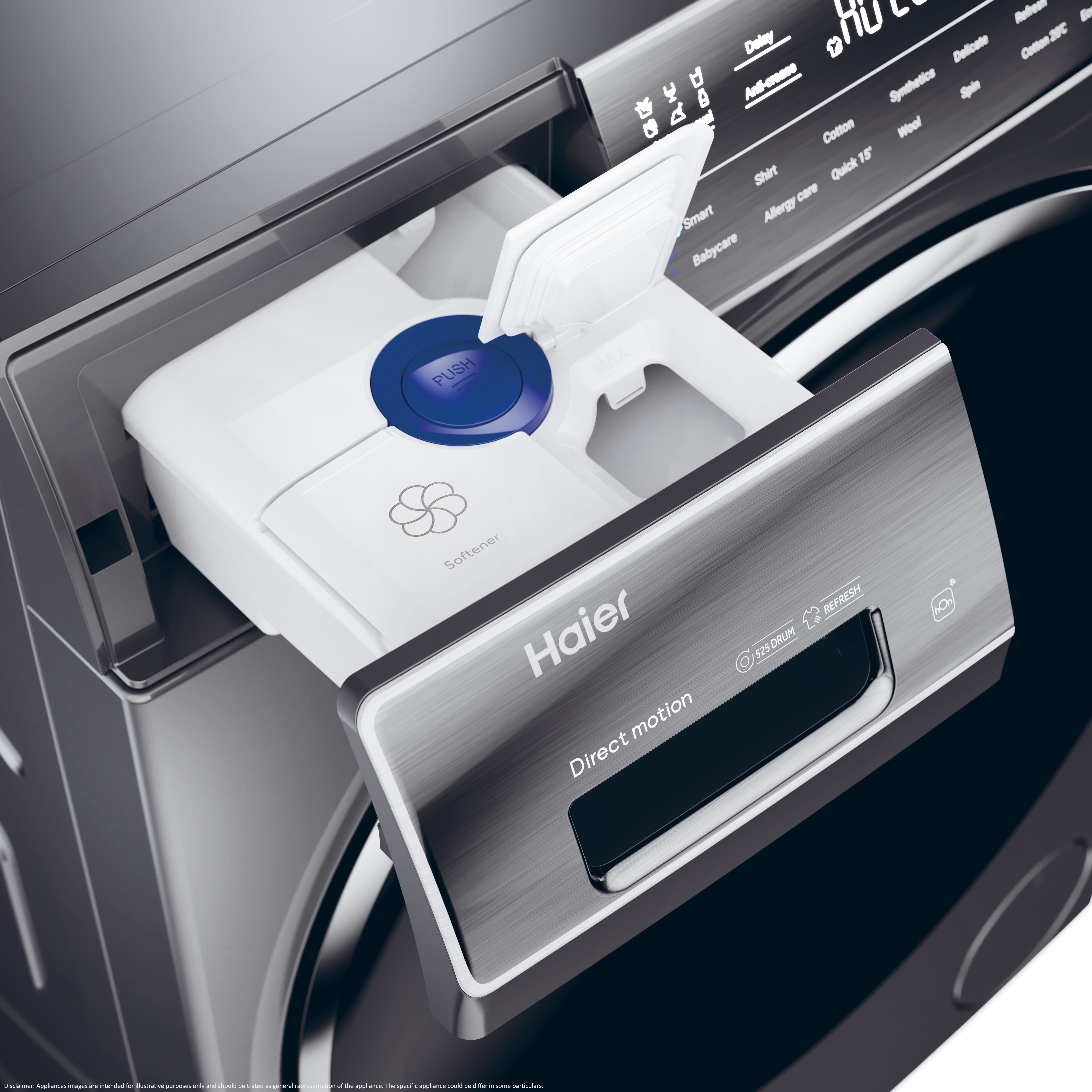 Etichetta energetica per lavatrice Haier HW100-BP14939, classe A, 46 kWh/100 cicli, 10.0 kg, ciclo 3:58, 50 L consumo acqua, 70 dB rumore.