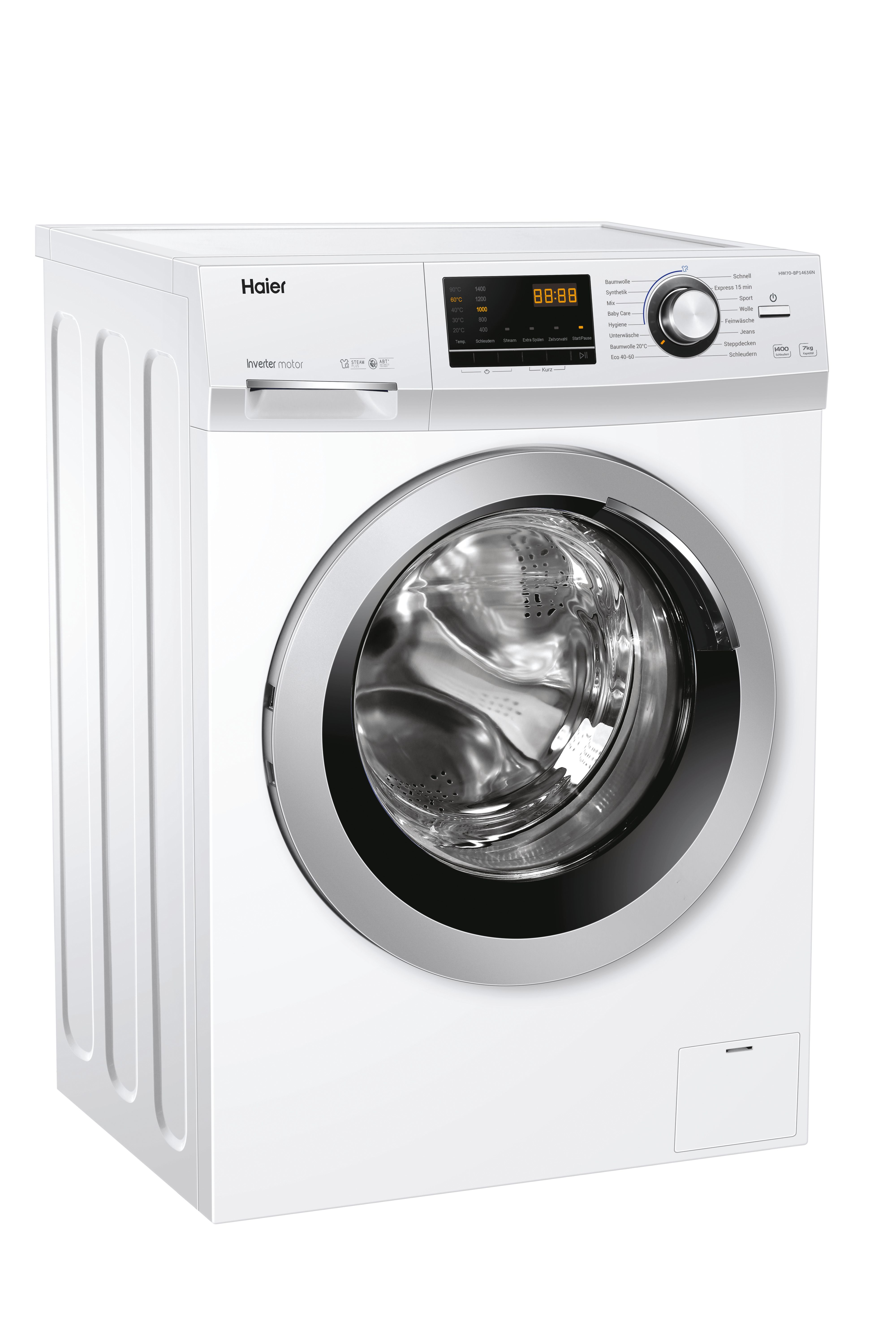 Weiße Haier Waschmaschine.
