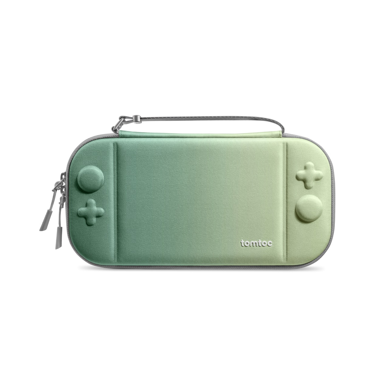 Zielone i szare etui tomtoc na Nintendo Switch Lite. Etui jest zamknięte.