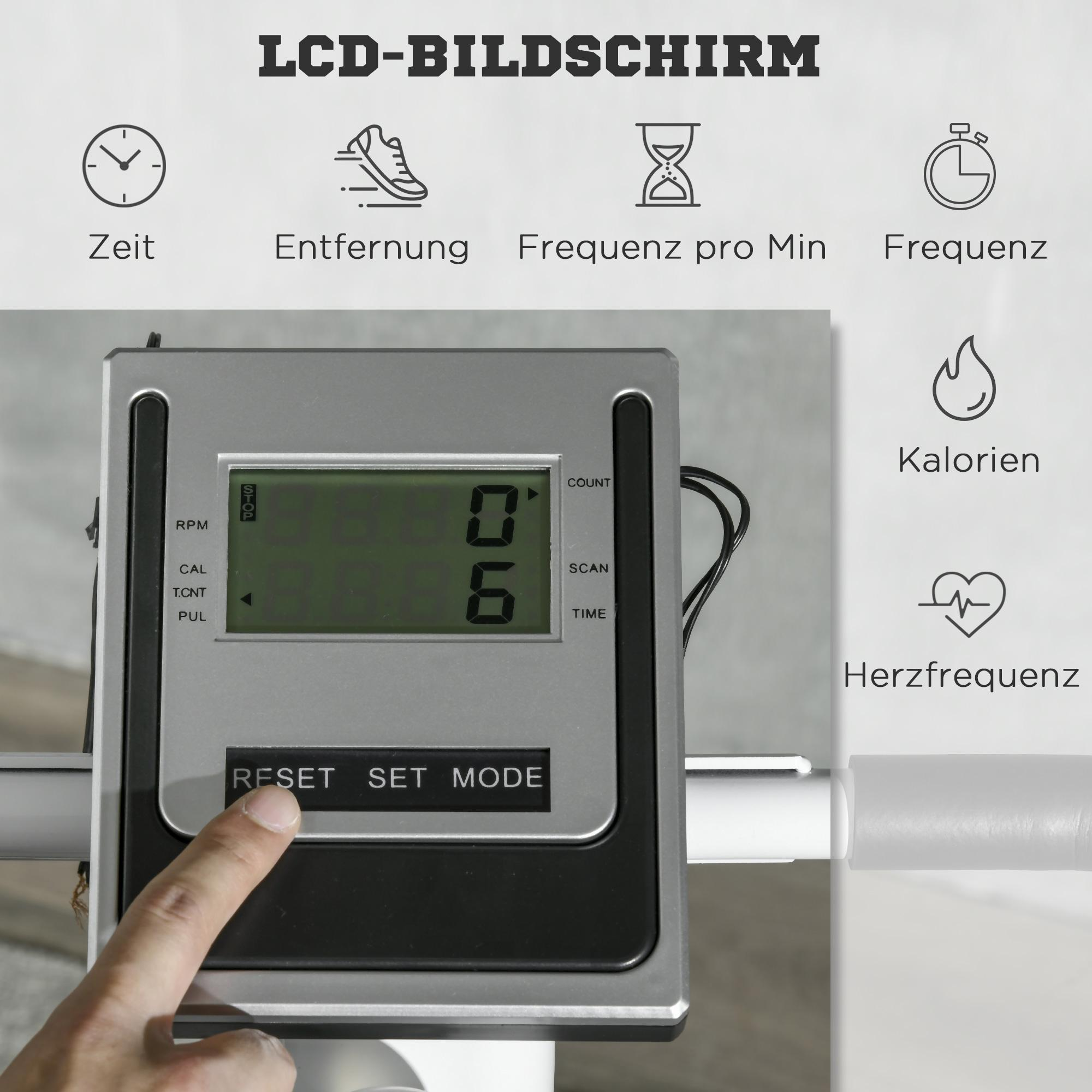 Nahaufnahme eines Bildschirms mit Trainingsdaten. Eine Hand drückt eine Taste. Mehrere Symbole sind sichtbar.