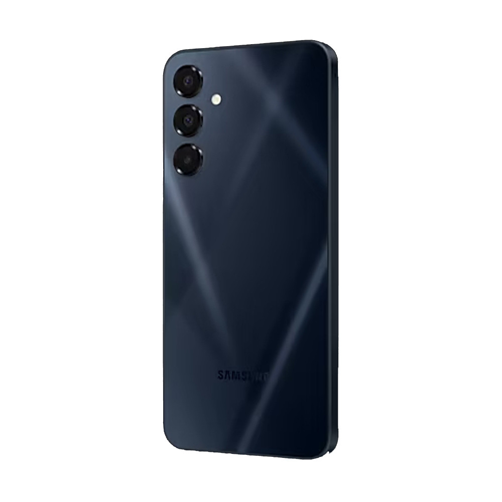 Ciemnoniebieski tył telefonu Samsung. Trzy kamery ułożone pionowo. Logo Samsung na dole.