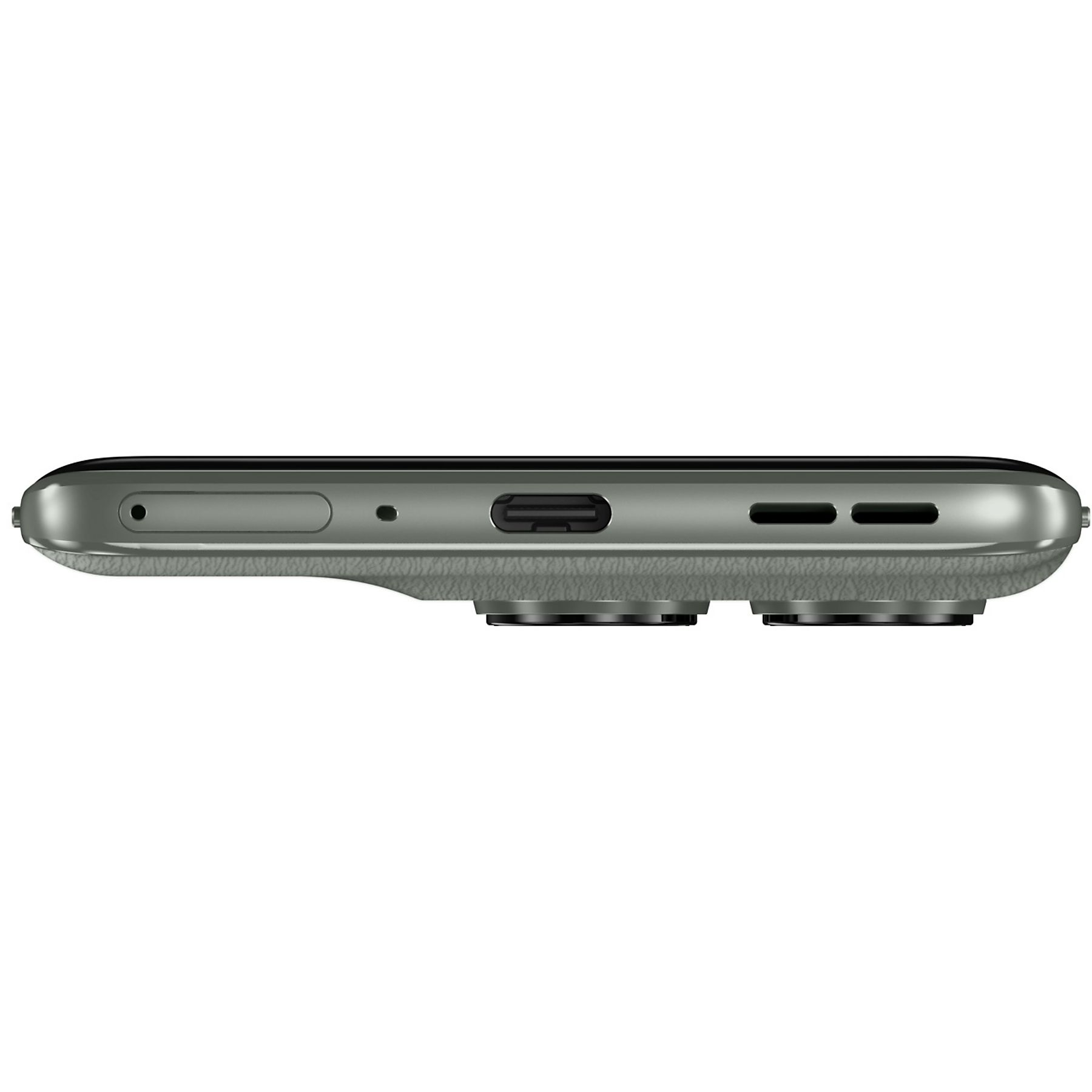 Primer plano del borde inferior de un smartphone. Tiene puerto de carga, altavoces y puerto de micrófono.