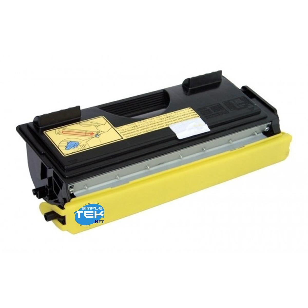 A black toner cartridge with a yellow base. It has a label and Simple Tek logo. White background.
