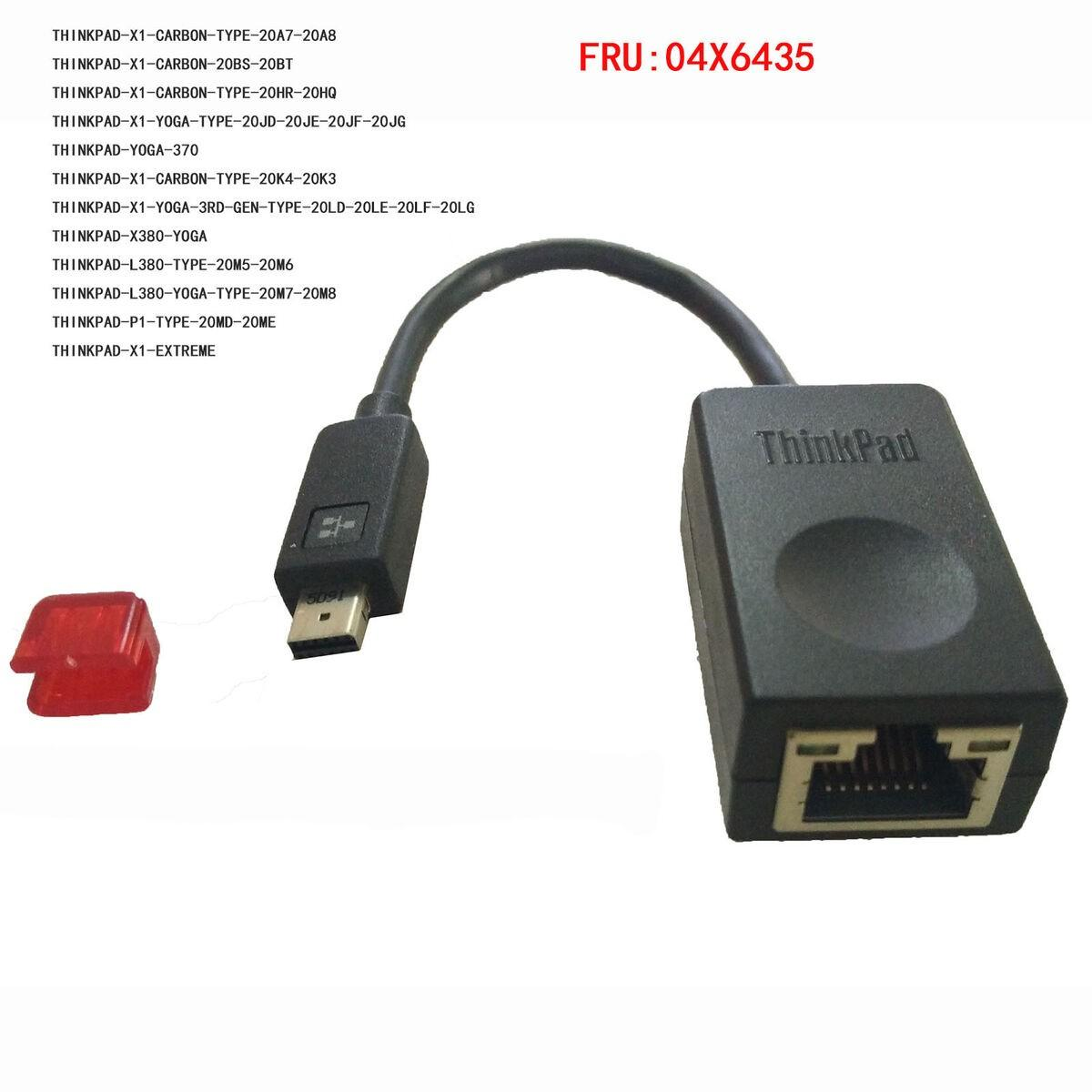 Un adaptador Ethernet con el logotipo de ThinkPad. Tiene un cuerpo negro y un cable que se conecta a un puerto USB.
