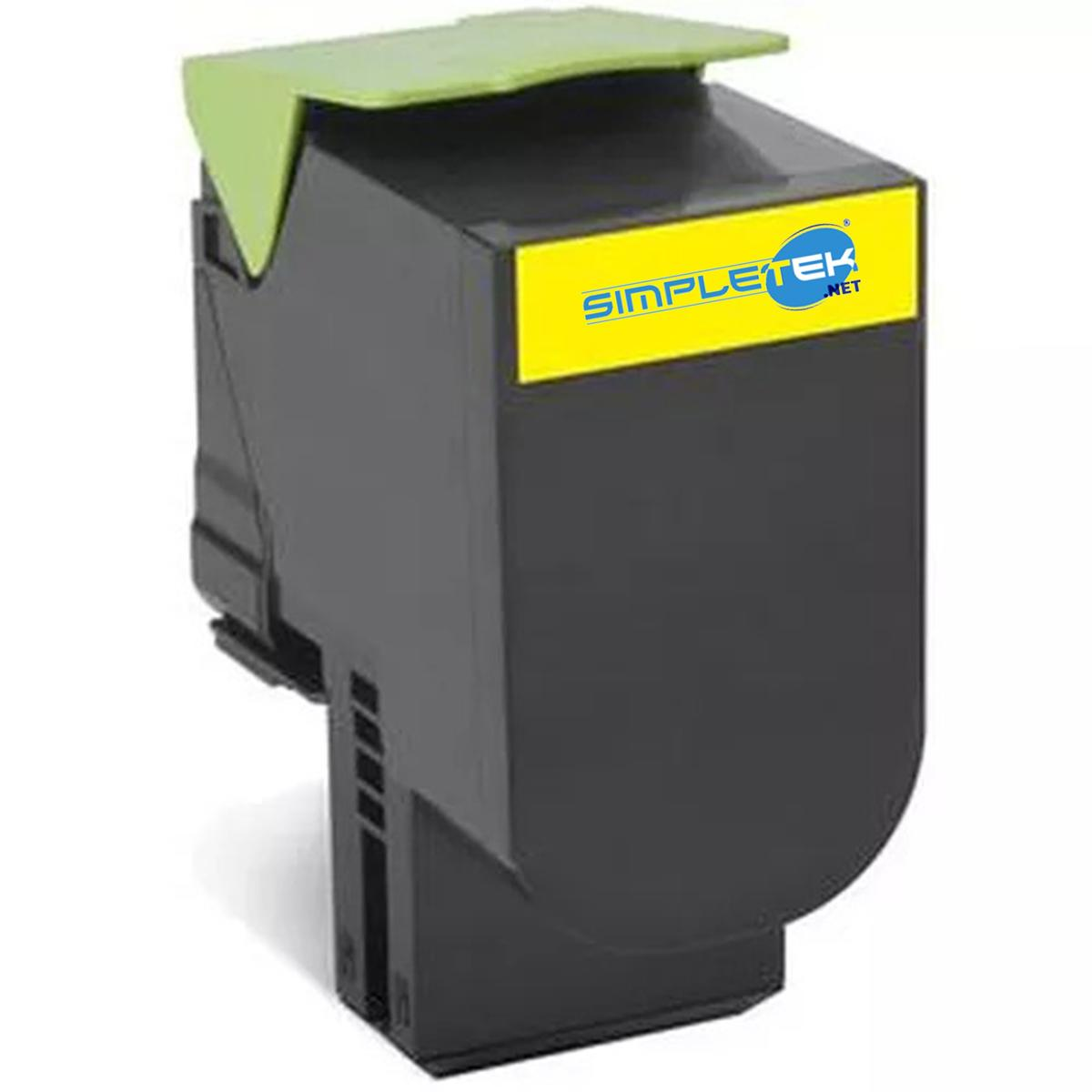 Una cartuccia di inchiostro nera con un'etichetta gialla che dice SIMPLE TEK .NET e un coperchio verde.