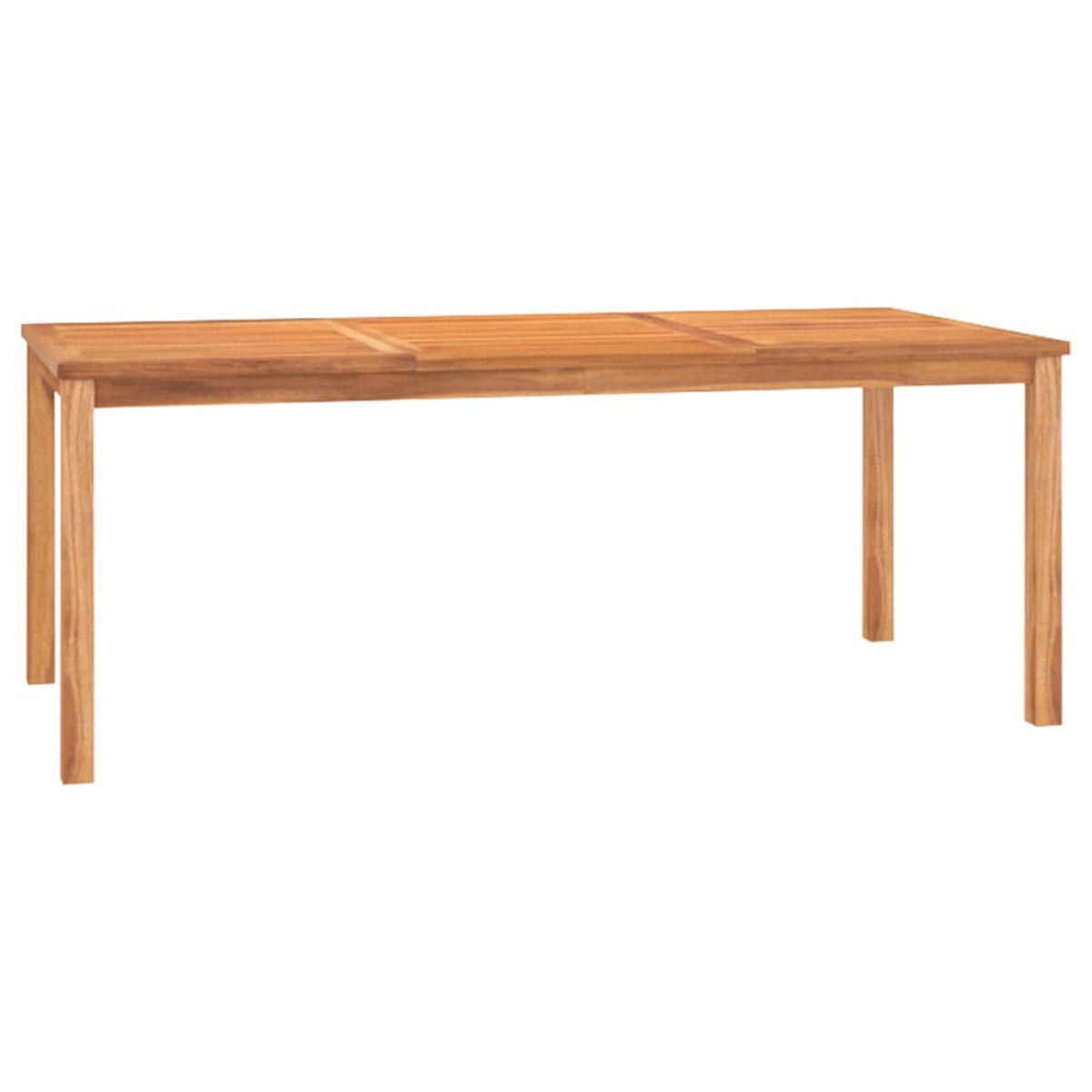 Ein rechteckiger Holztisch mit vier Beinen steht vor einem weißen Hintergrund. Der Tisch ist hellbraun.