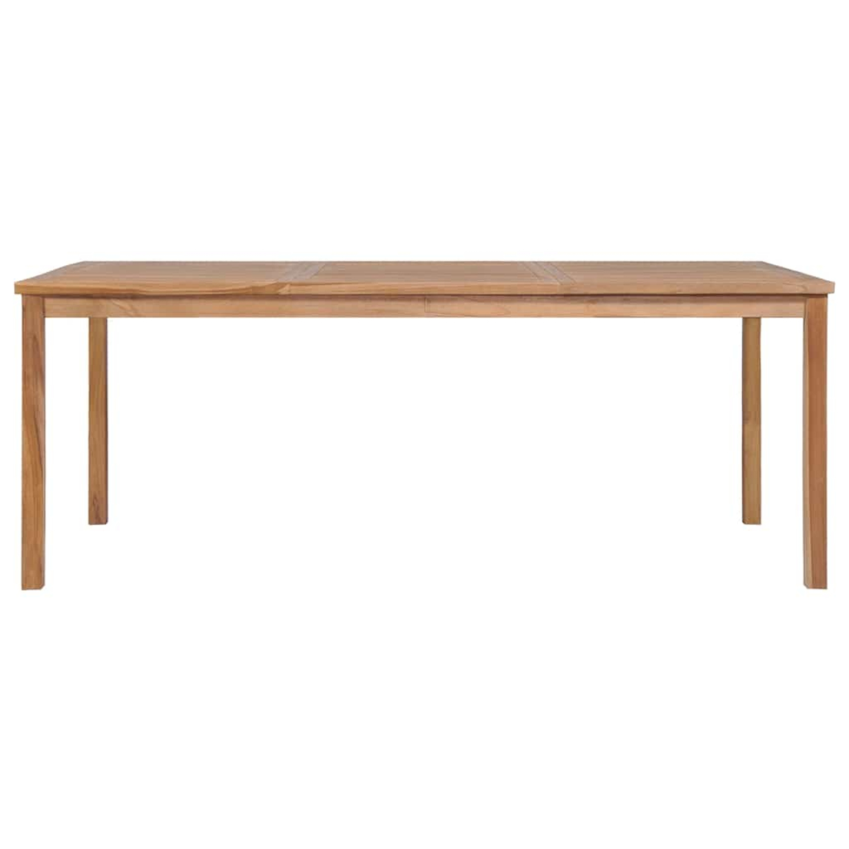 Ein rechteckiger Holztisch mit vier Beinen. Der Tisch hat eine hellbraune Farbe und steht auf weißem Hintergrund.