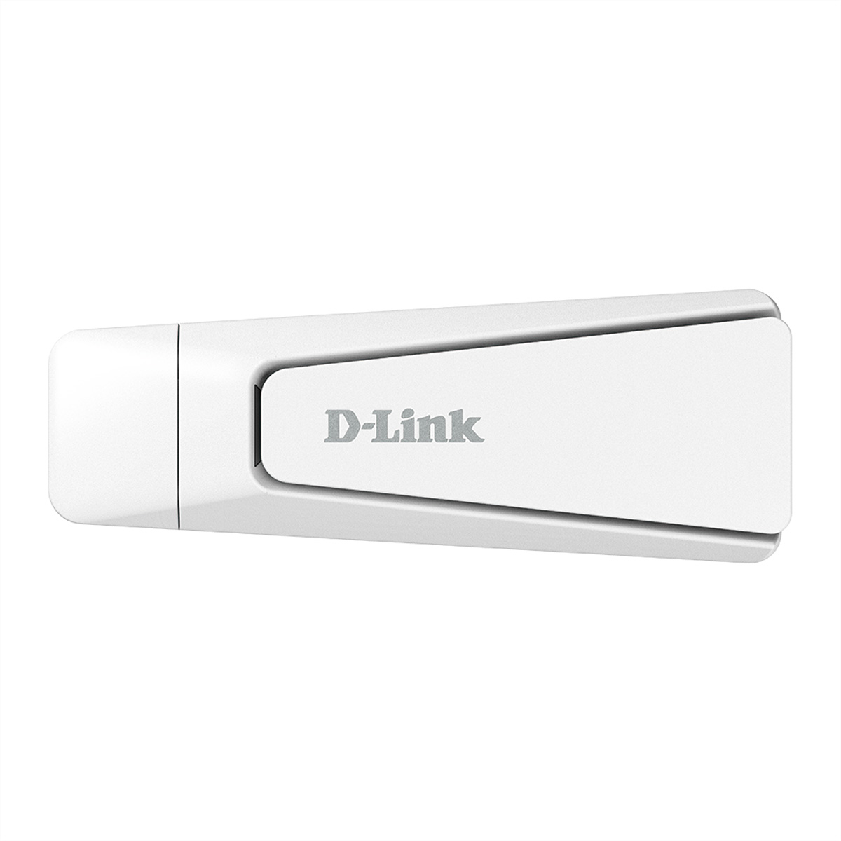 Een witte D-Link draadloze access point. Het heeft een rechthoekige vorm met het D-Link logo in het midden.