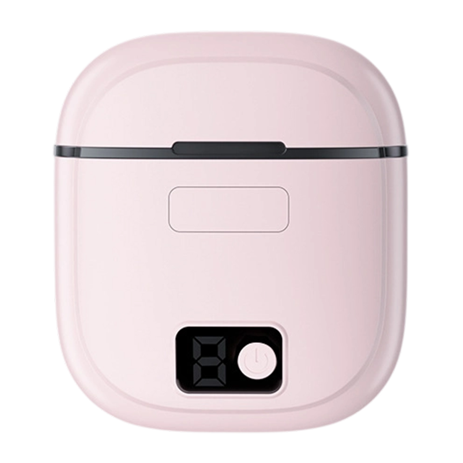 Ein rosa, abgerundetes Gerät mit Digitalanzeige '80' und Ein-/Aus-Taste. Ein schwarzer Streifen akzentuiert die Oberseite.