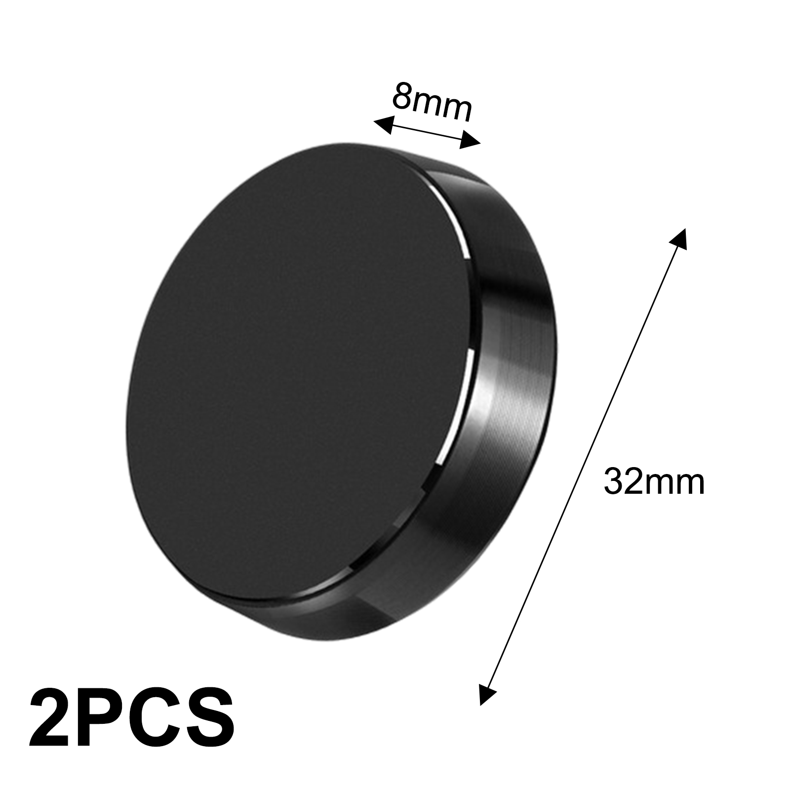 Schwarze magnetische Autohalterung. Abmessungen sind 32 mm und 8 mm. Der Text lautet 2 STÜCK.