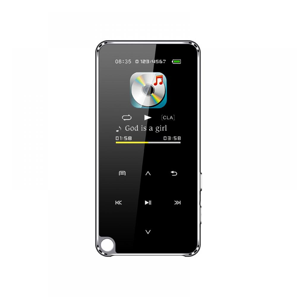 Ein schwarzer MP3-Player zeigt den Musiktitel „God is a girl“ an. Der Bildschirm zeigt ein CD-Symbol und Wiedergabesteuerung. Akku voll.